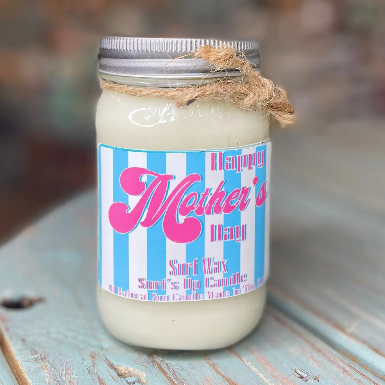 Surf Wax Pink Hearts Mason Jar Candle - Mother's Day Collection