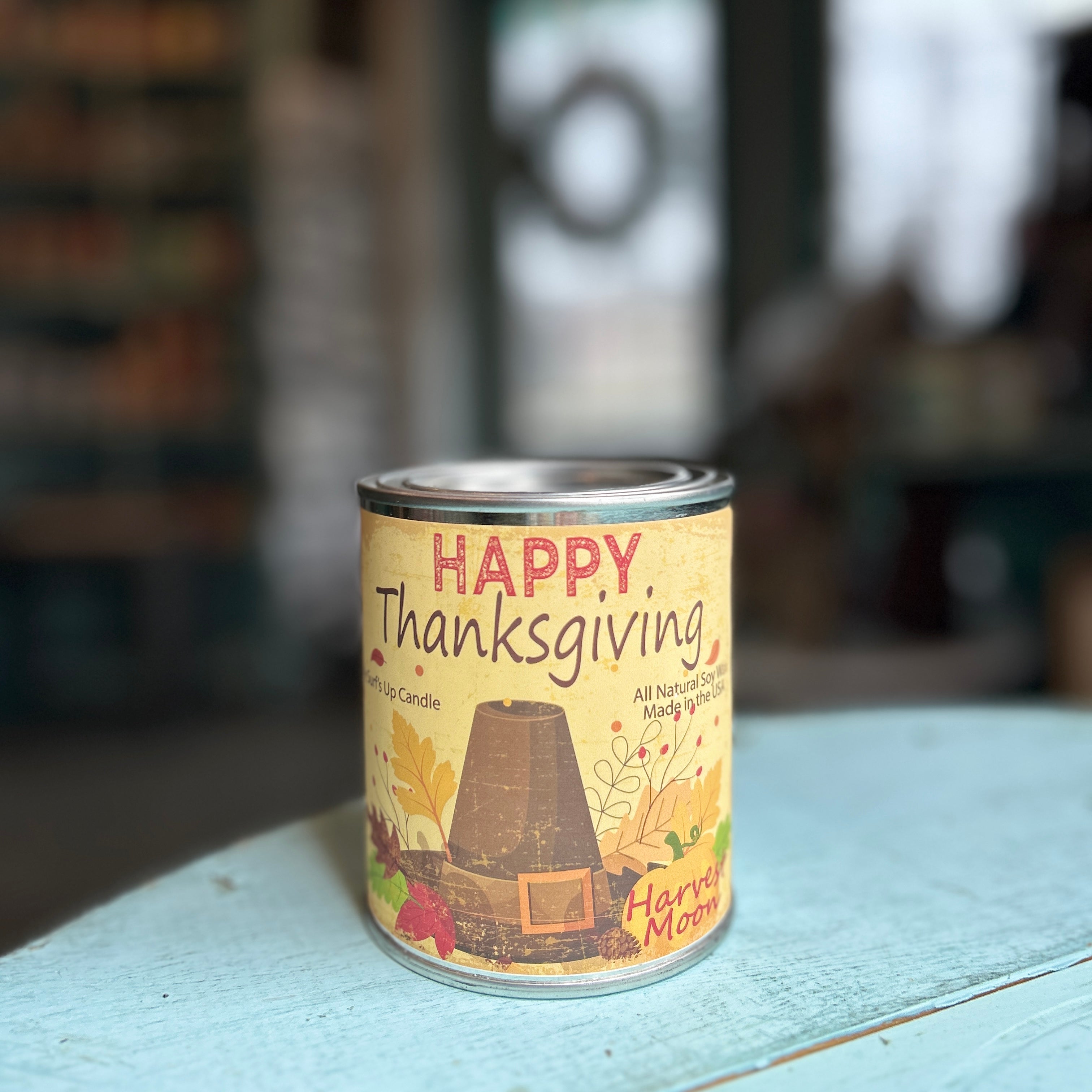 Happy Thanksgiving Harvest Moon Paint Can Candle - Thanksgiving Collection