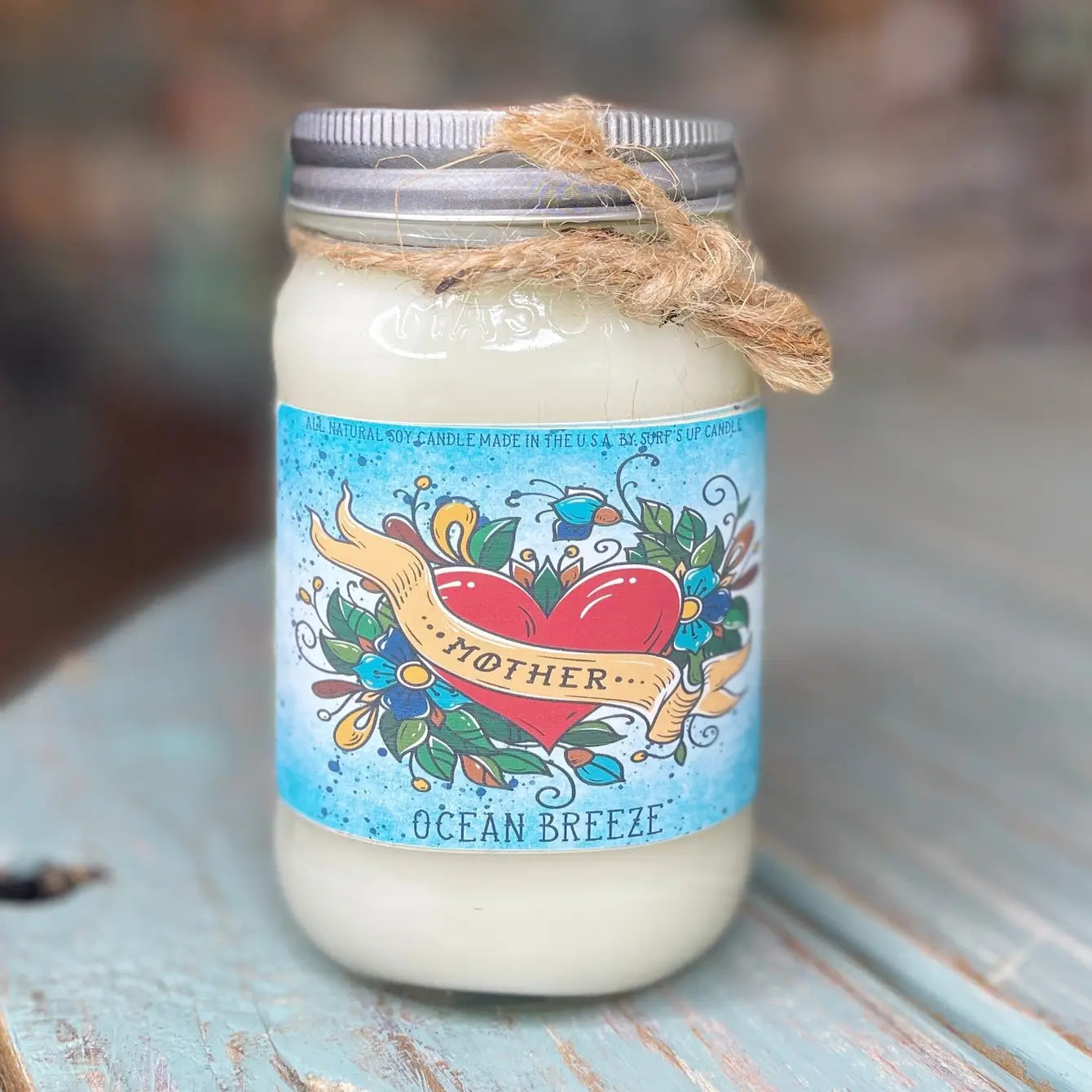 Ocean Breeze Tattoo Inspired Mason Jar Candle - Mother's Day Collection