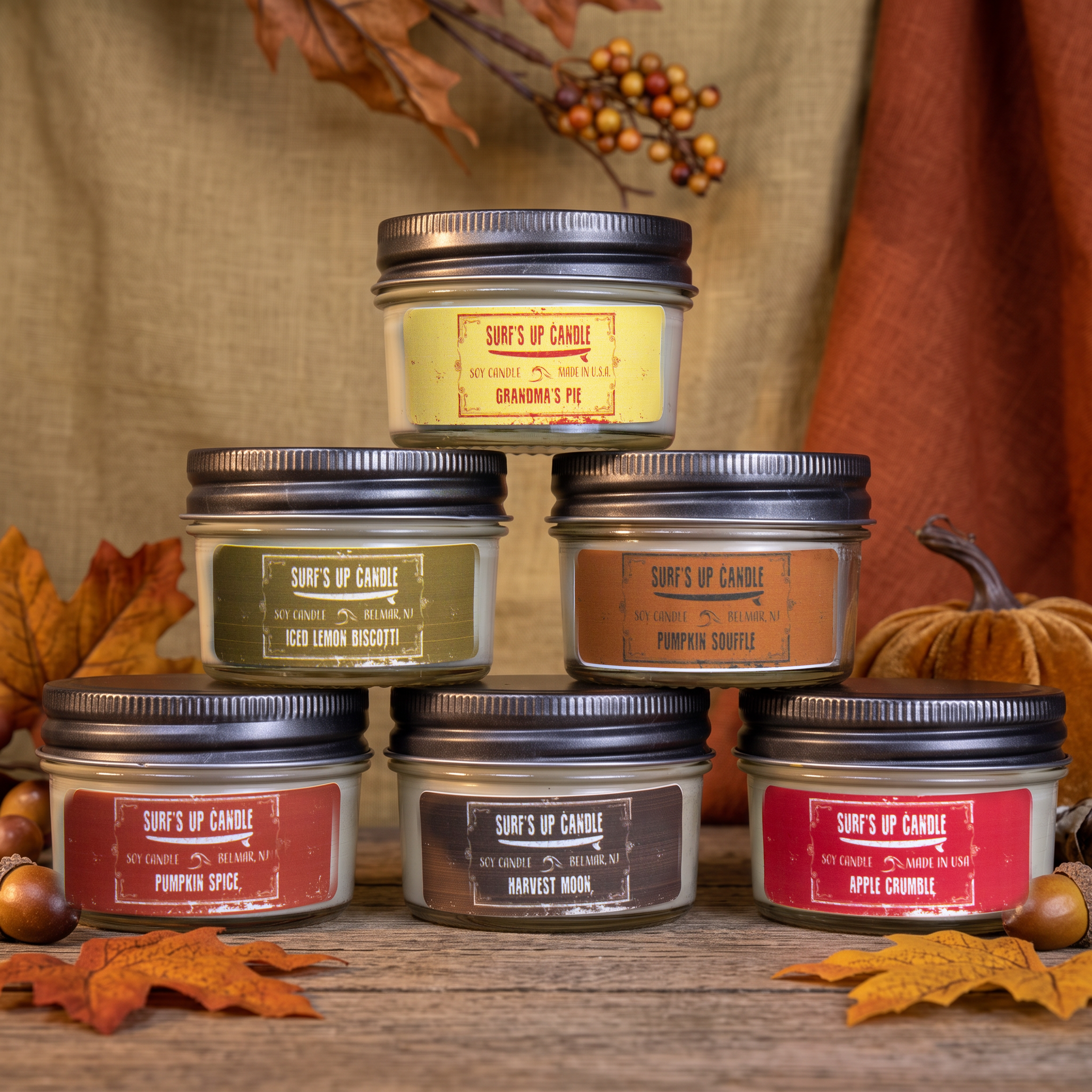 Fall Essentials Sampler Candle Set | 6 Mini Mason Jar Candles
