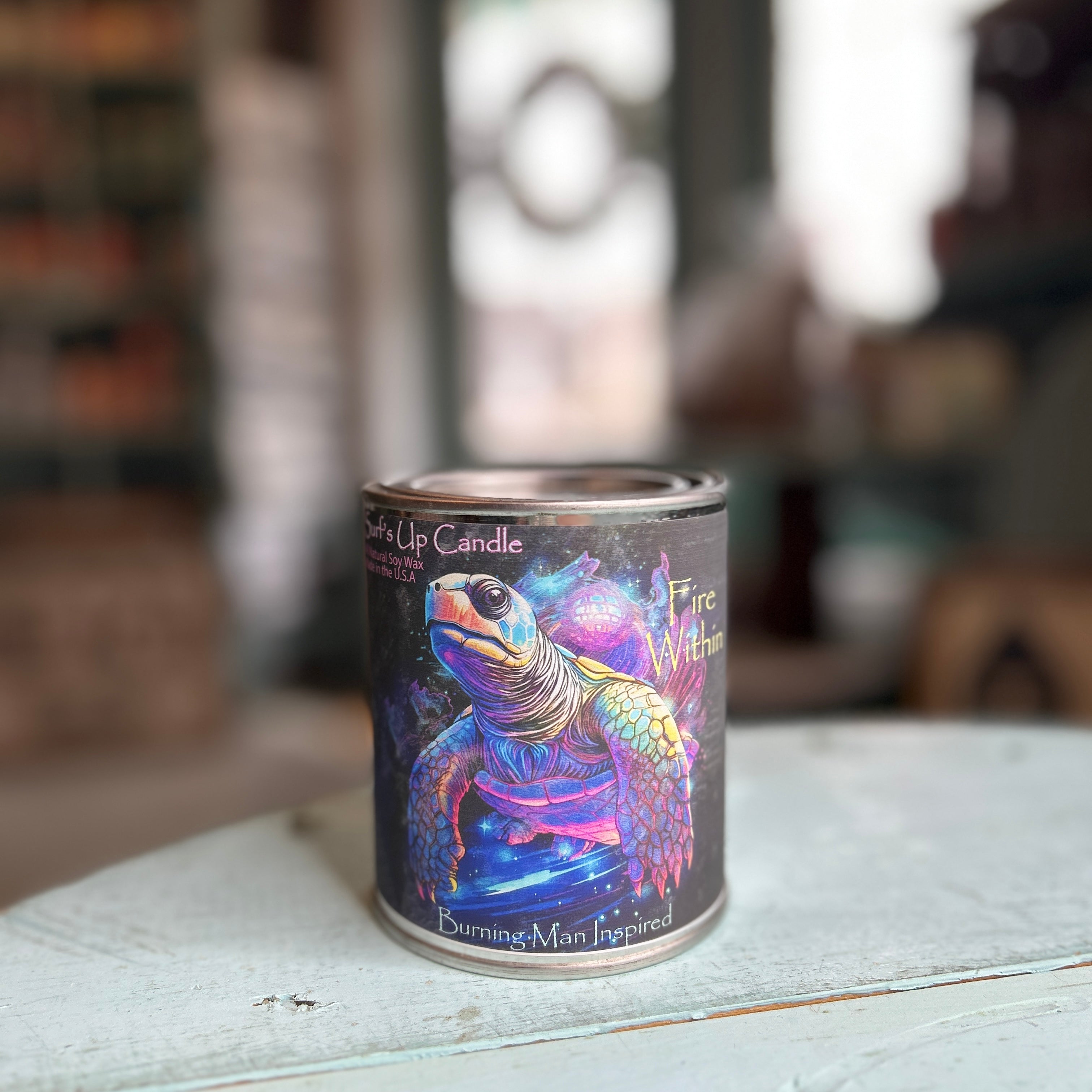 Turtle Fire Within Paint Can Candle - Burning Man Inspired Collection