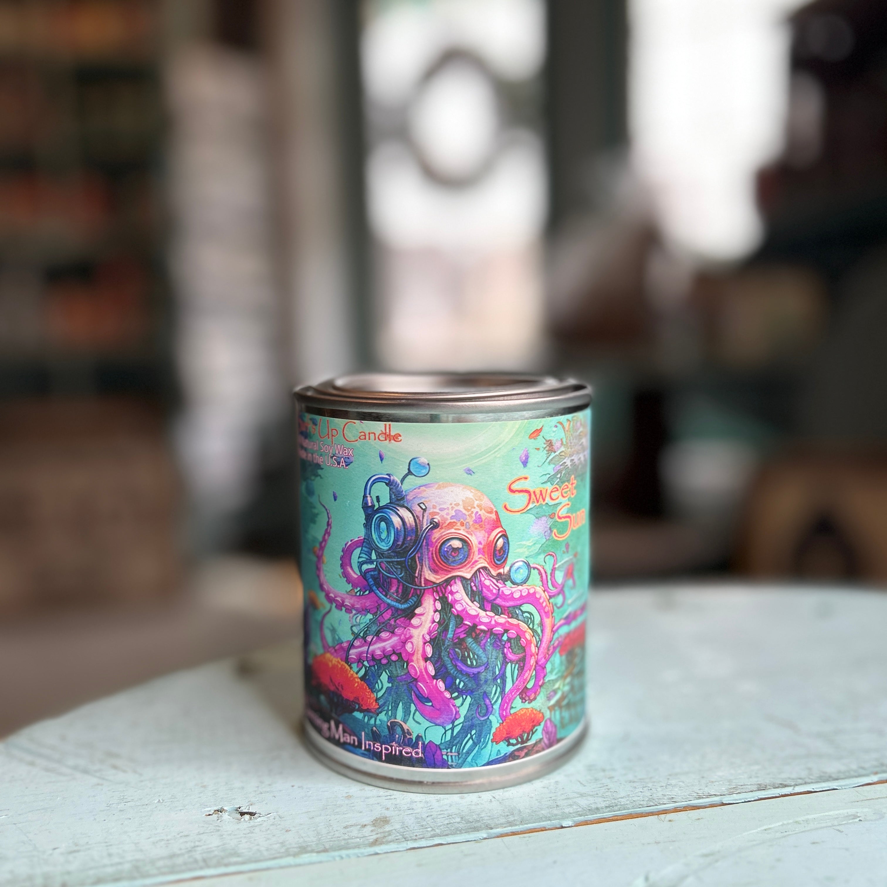 Octopus Sweet Sun Paint Can Candle - Burning Man Inspired Collection