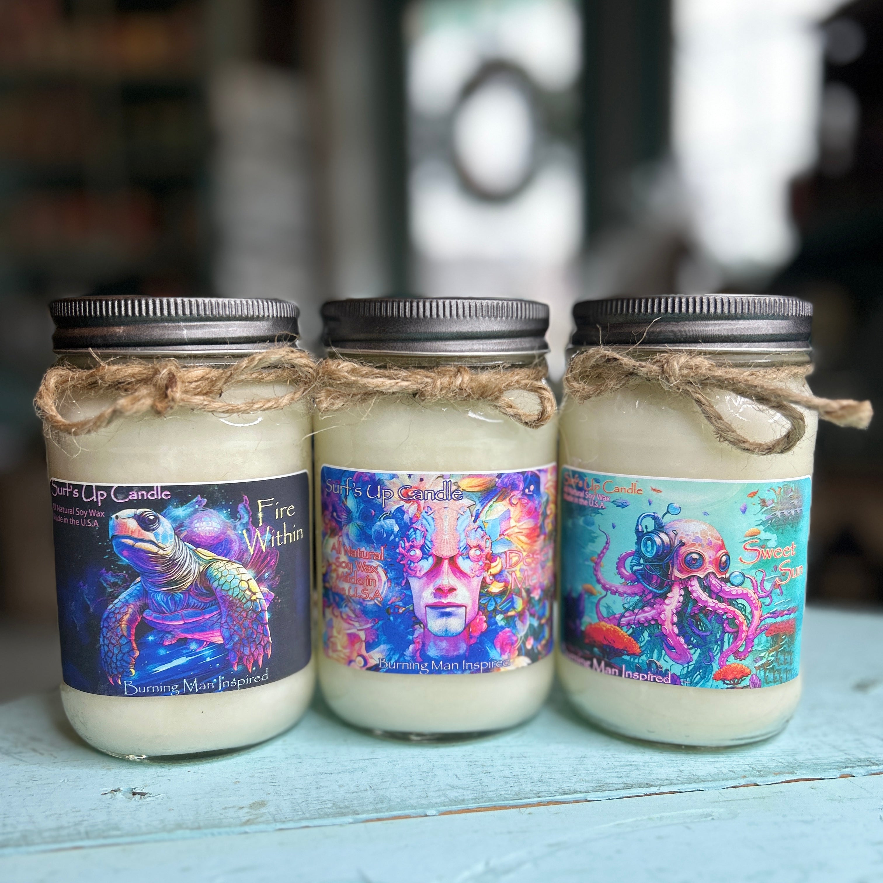 Burning at home Mason Jar Candle Trio - Burning Man Inspired Collection