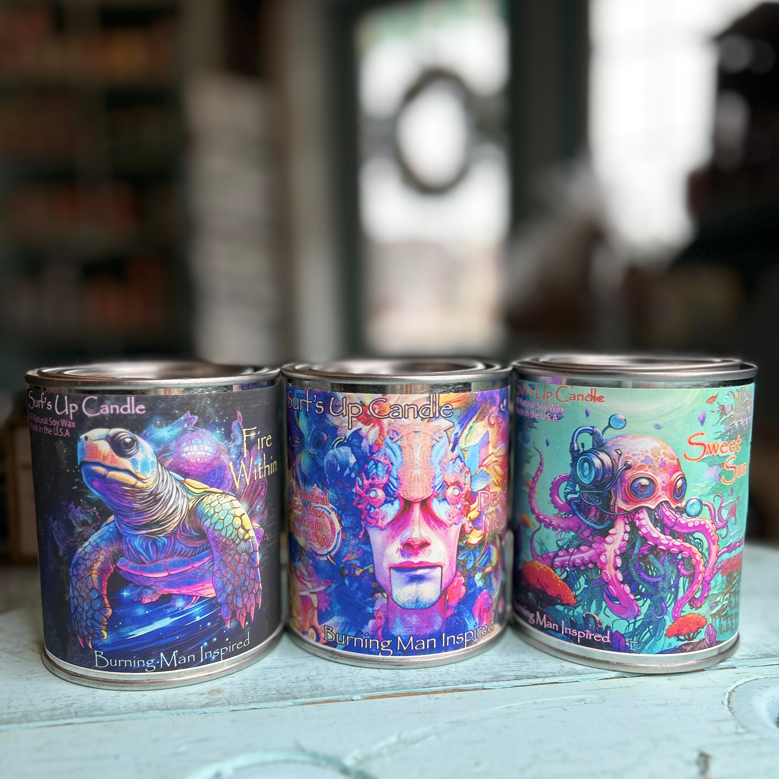 Burning at home Paint Can Candle Trio - Burning Man Inspired Collection