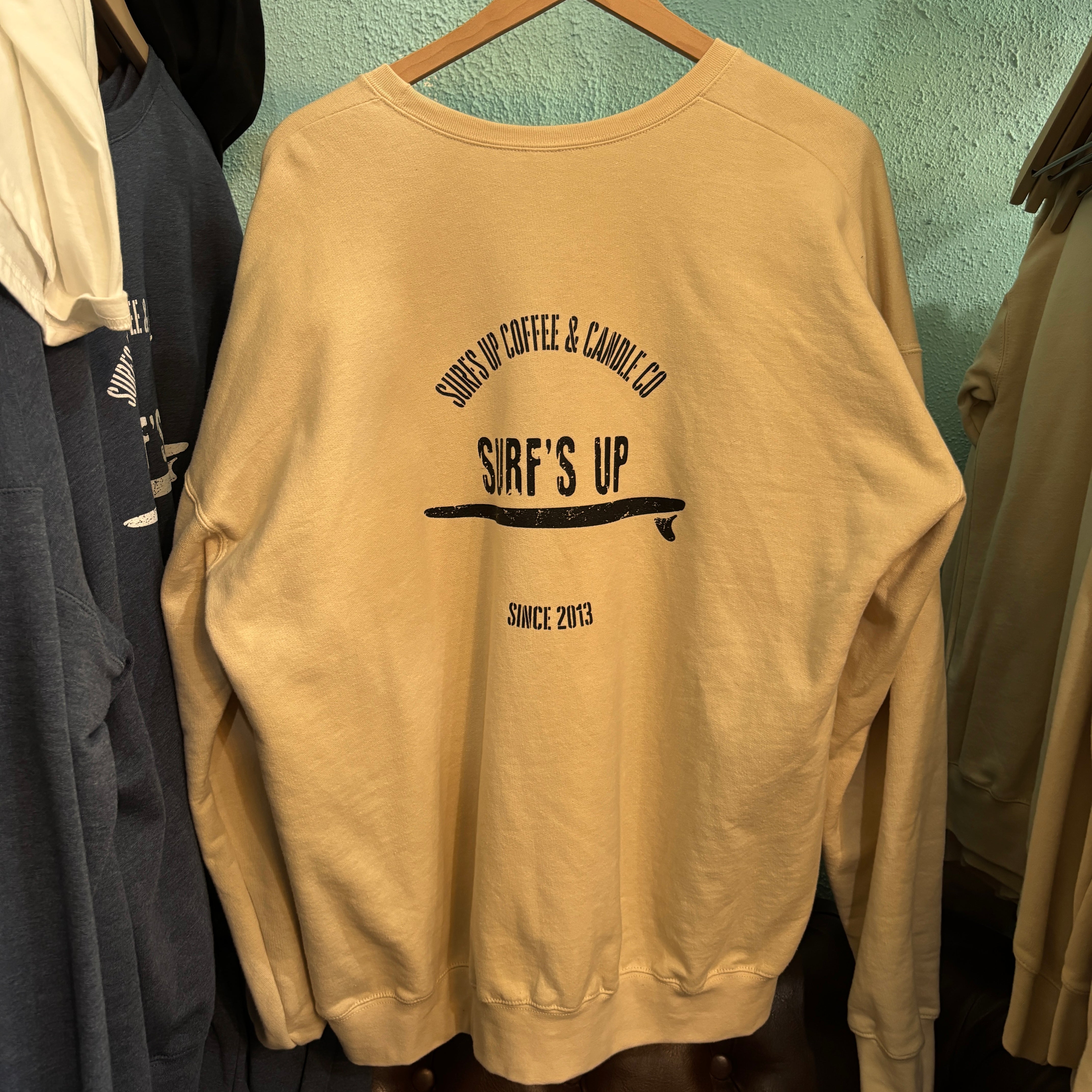 Beige Crew Neck - Surf's Up Coffe & Candle Co