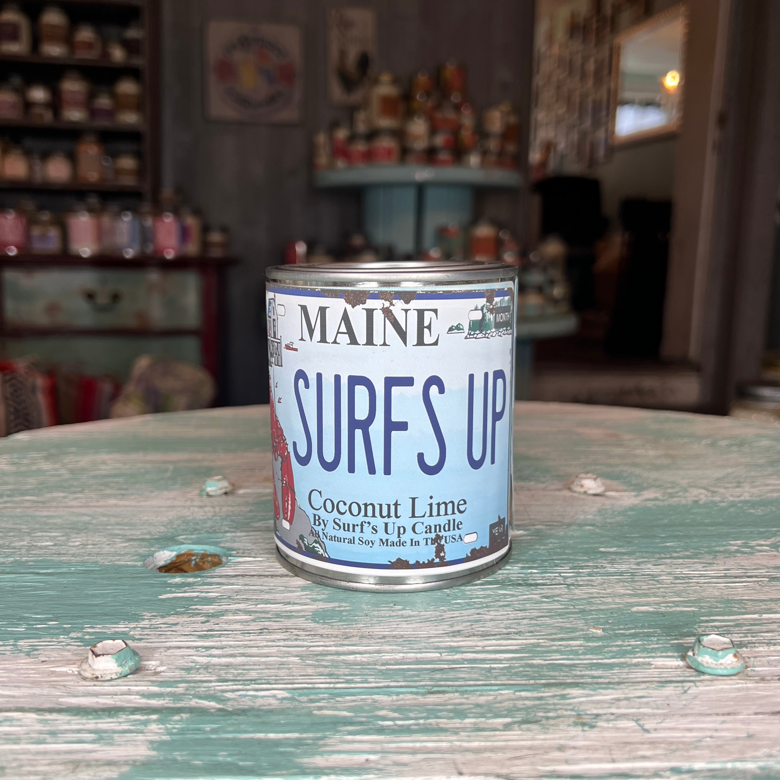 Maine License Plate Coconut Lime Paint Can Candle