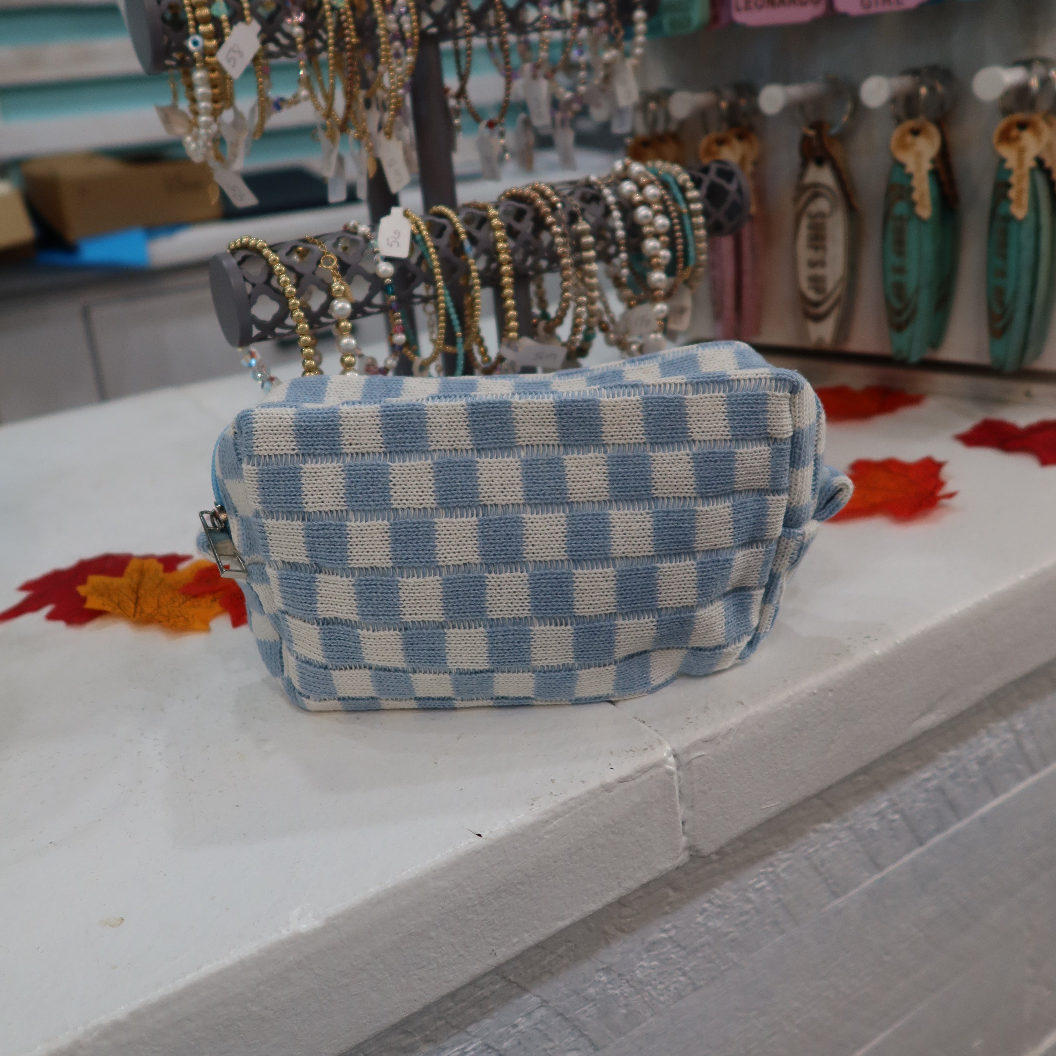 Small Checkered Toiletry Bag