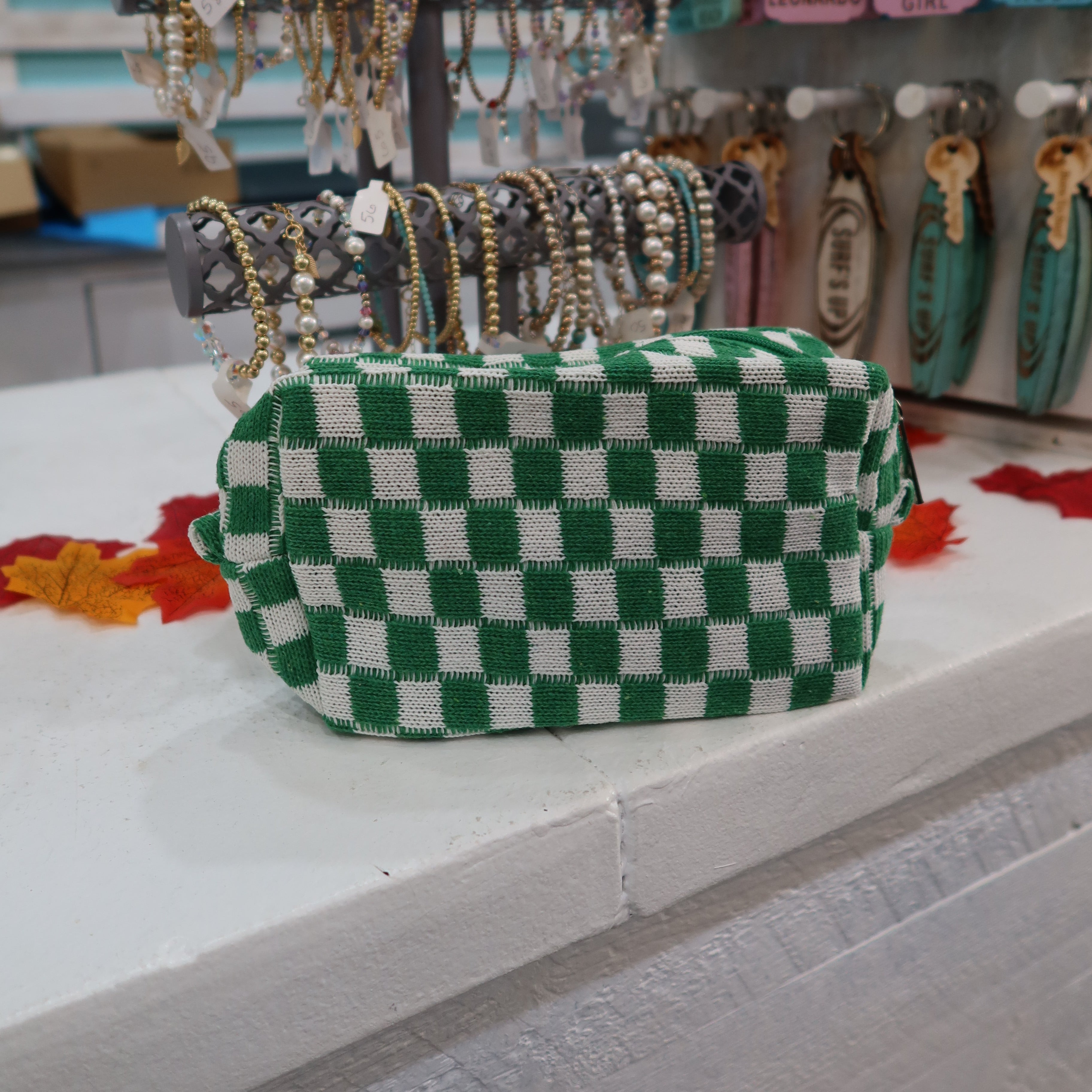 Small Checkered Toiletry Bag