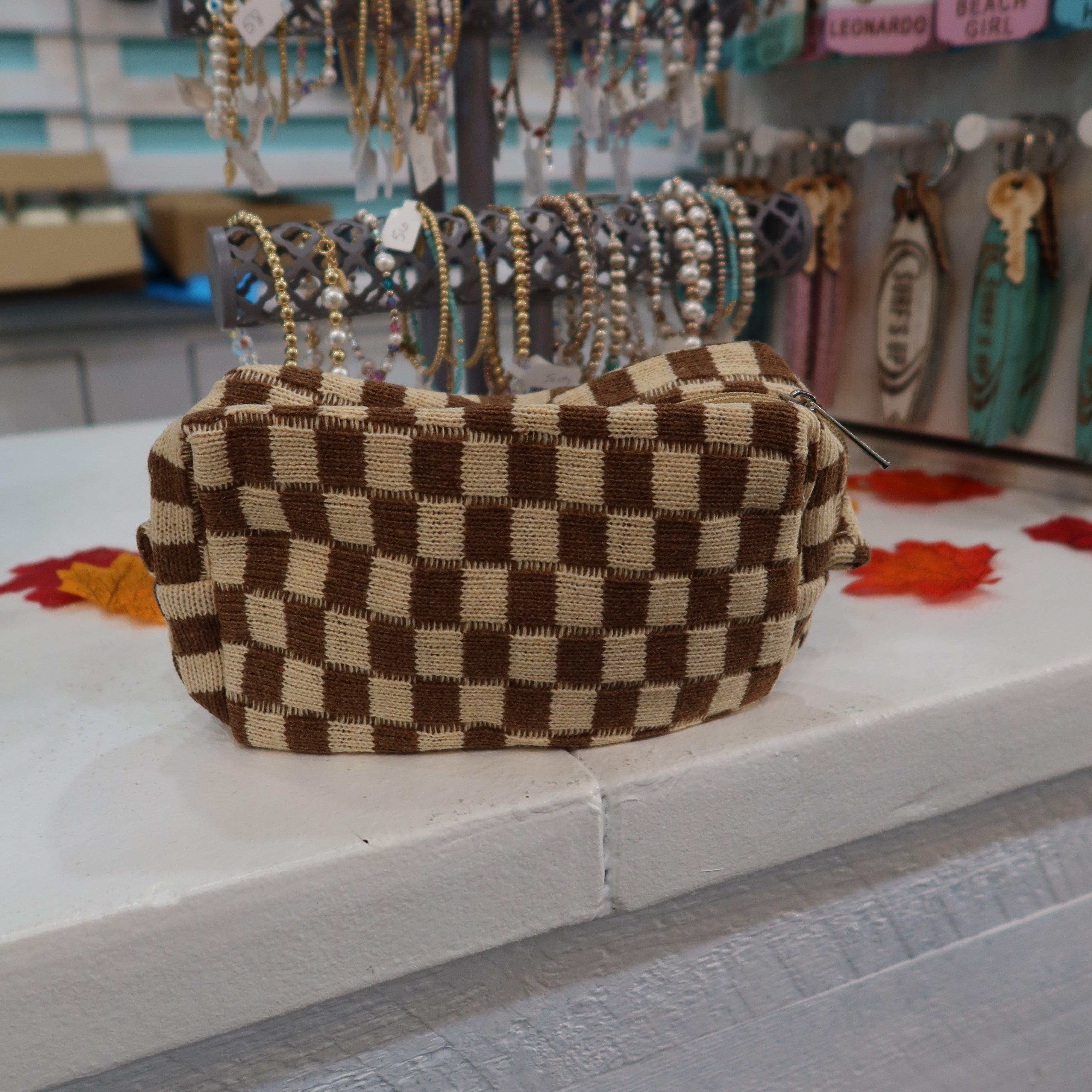 Small Checkered Toiletry Bag