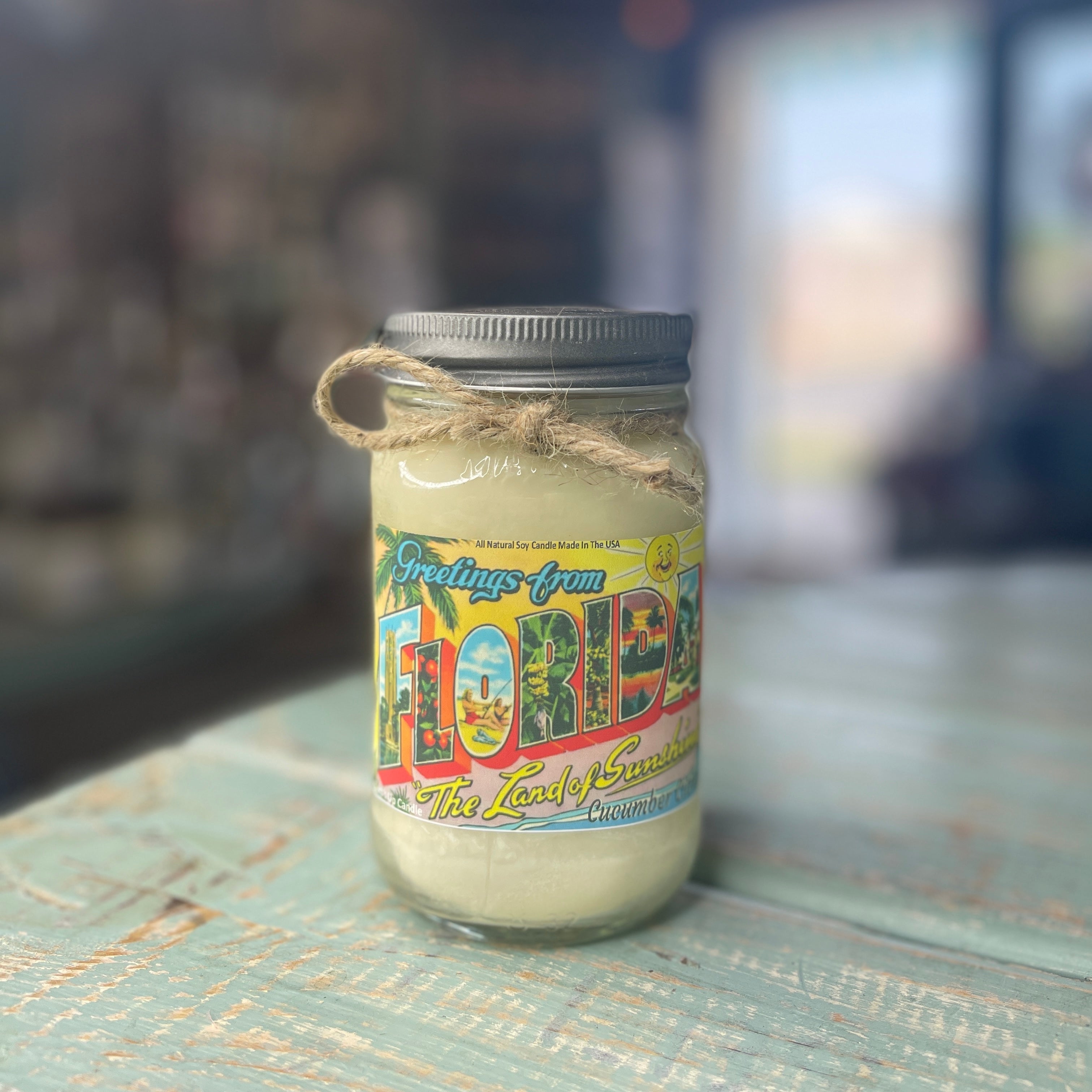 Greetings From Florida Cucumber Citrus - Mason Jar Candle