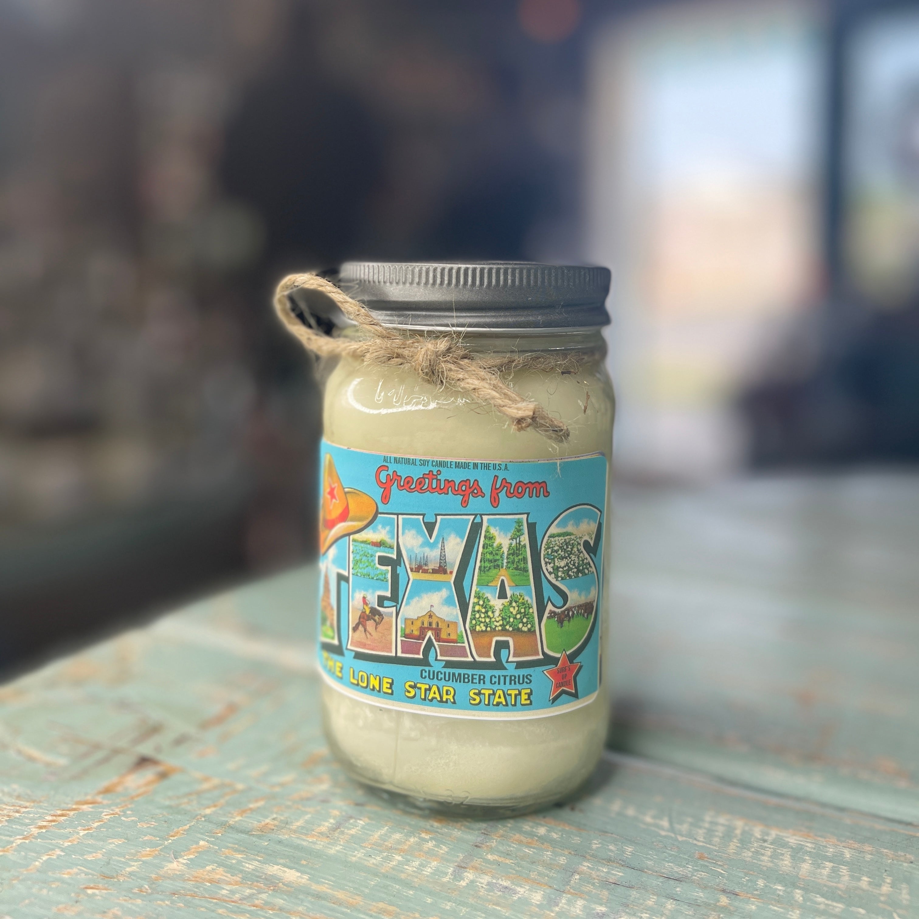 Greetings From Texas Cucumber Citrus - Mason Jar Candle