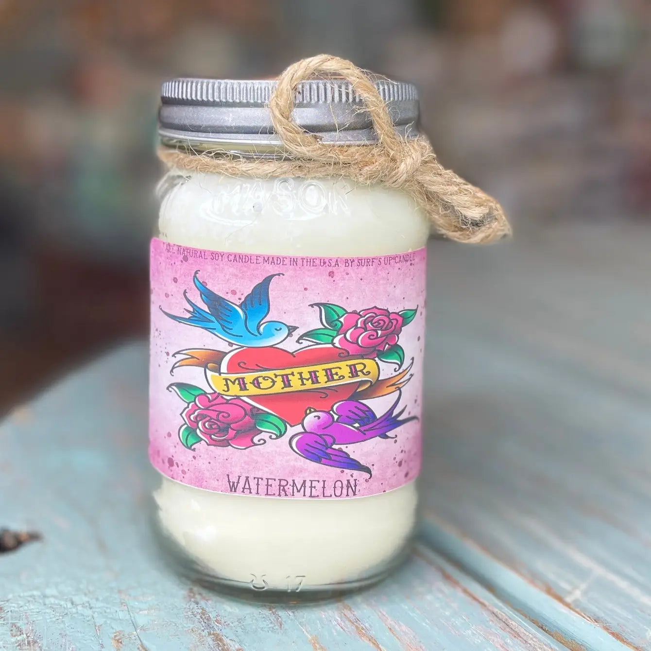 Watermelon Tattoo Inspired Mason Jar Candle - Mother's Day Collection