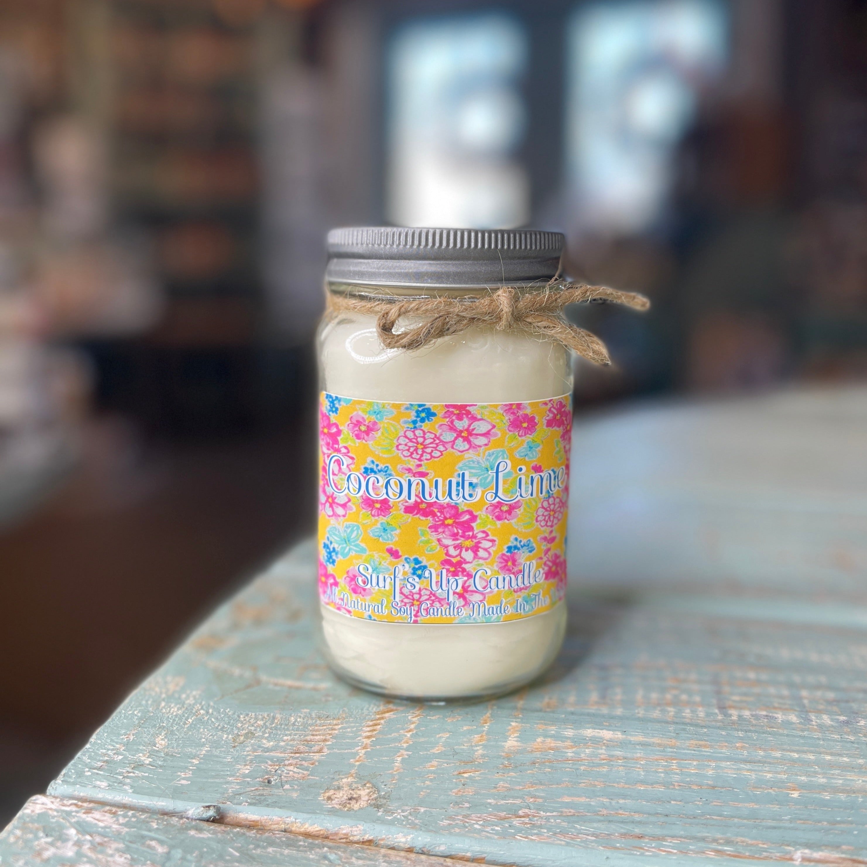 Coconut lime Mason Jar Candle - Floral Edition
