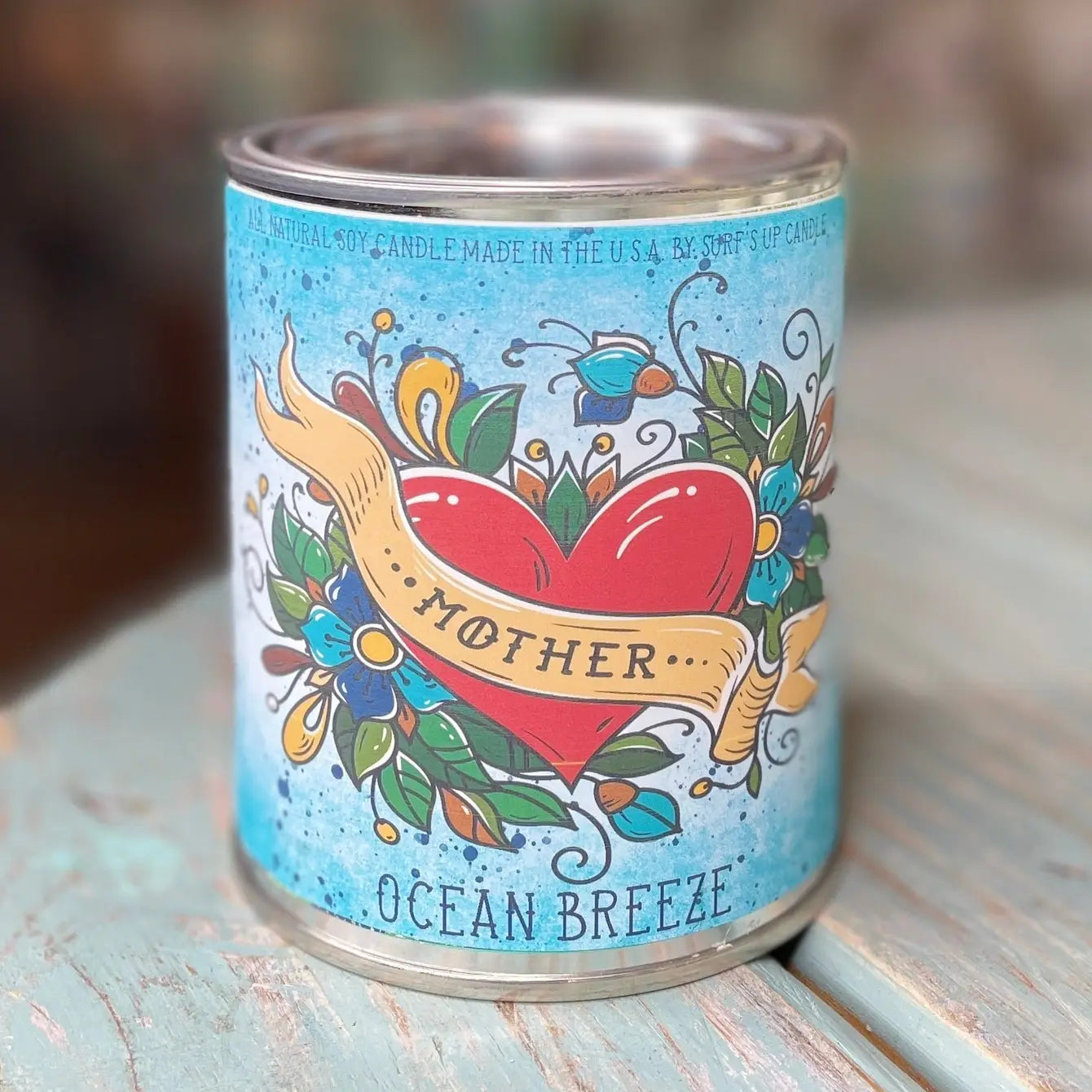 Ocean Breeze Tattoo Inspired Paint Can Candle - Mother's Day Collection