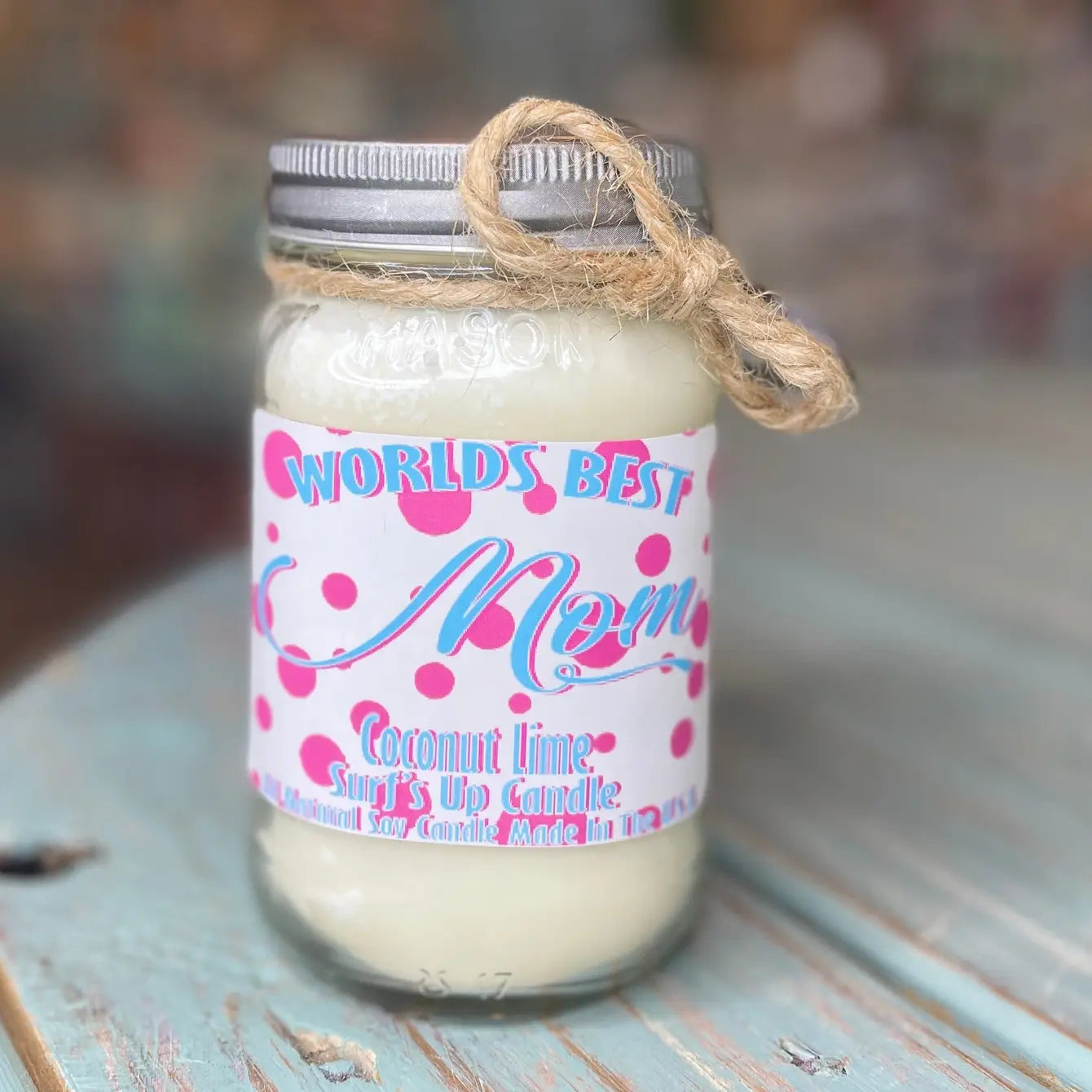 Coconut Lime Pink Hearts Mason Jar Candle - Mother's Day Collection