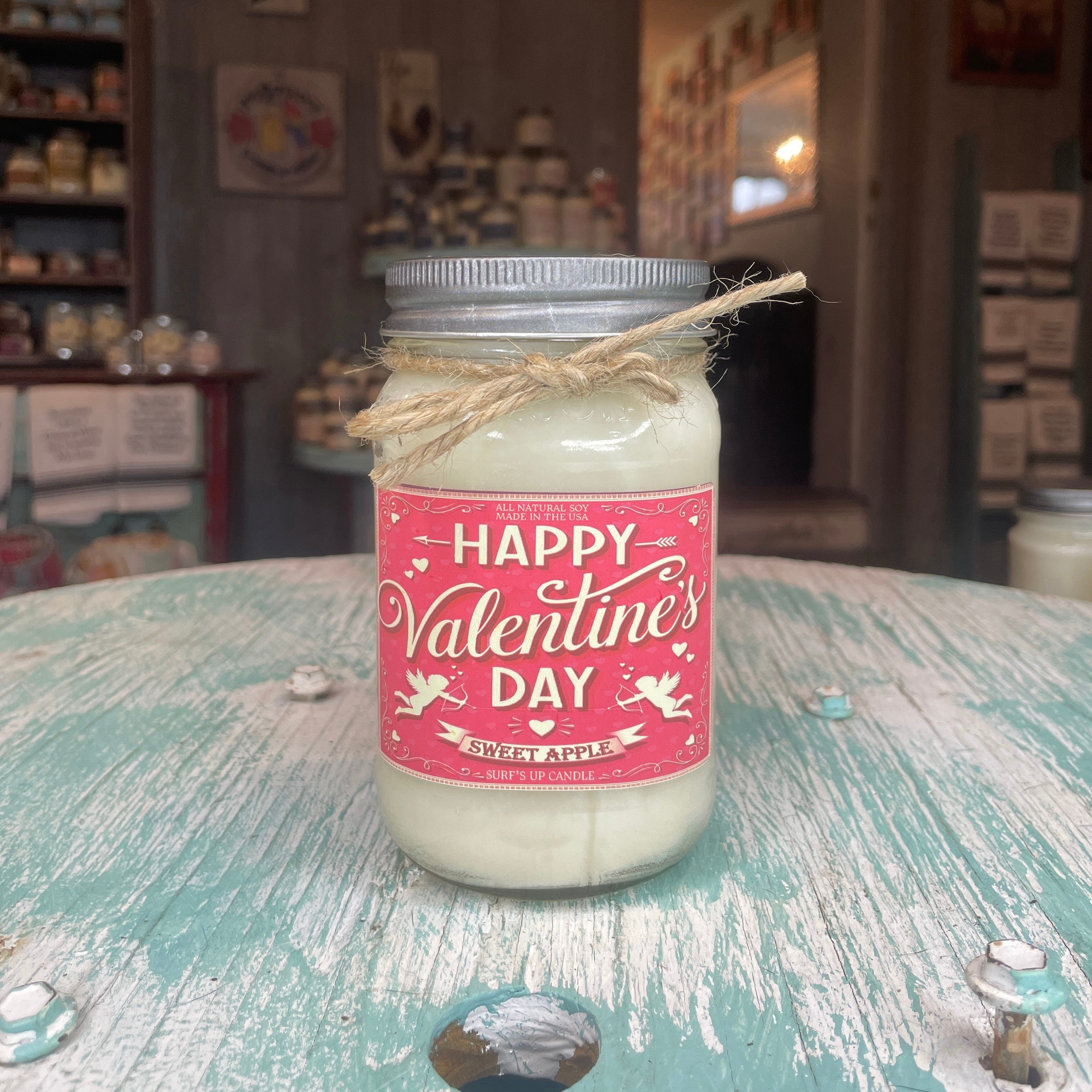 Sidewalk Sale 24 Happy Valentine's Sweet Apple Mason Jar Candle - Valentine's Day Collection