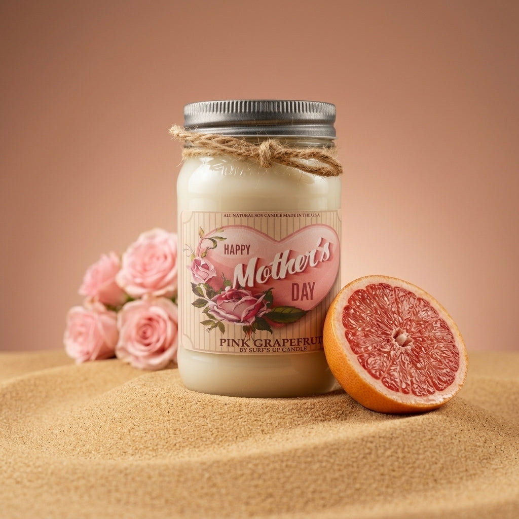 Hearts Pink Grapefruit Mason Jar Candle - Mother's Day Collection