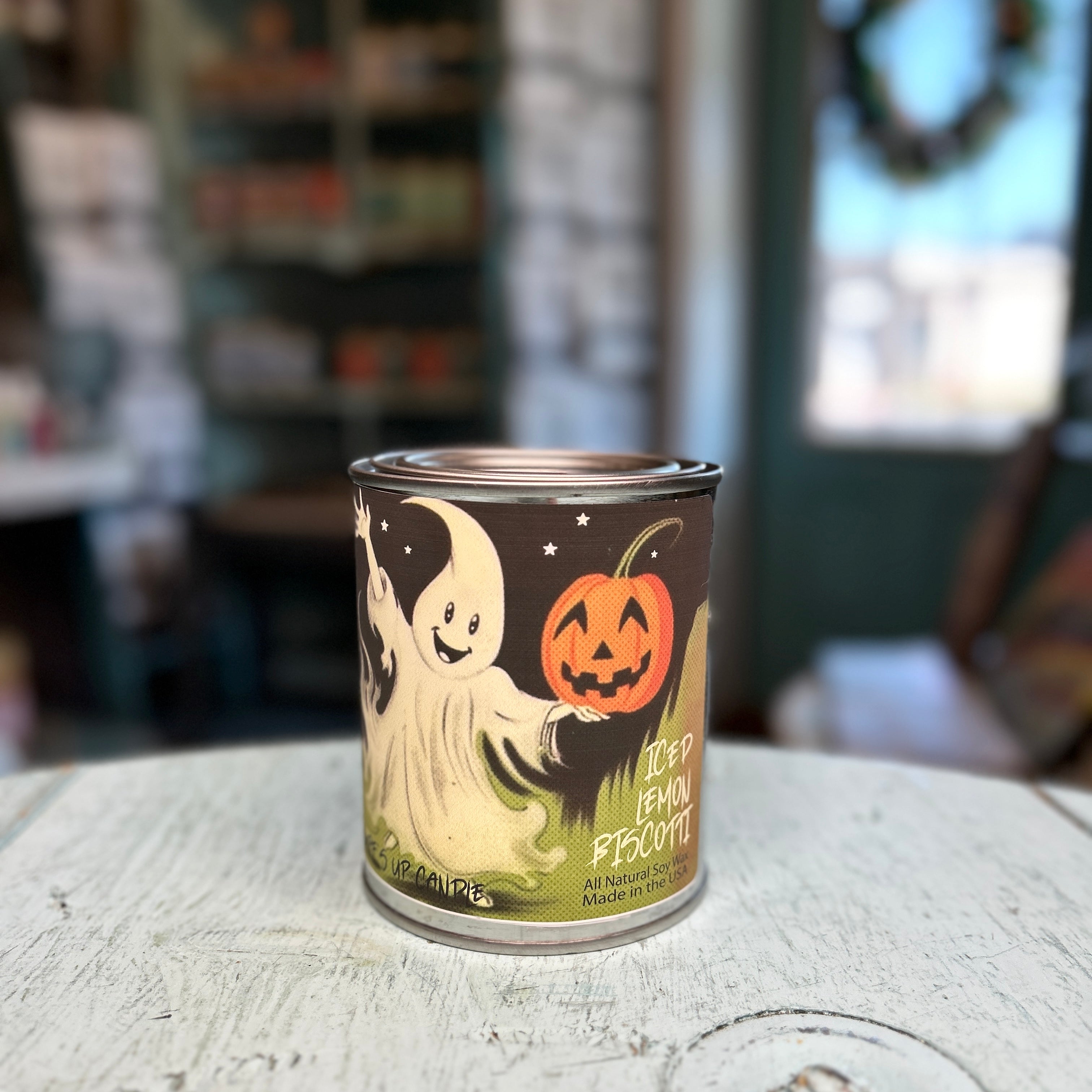 Ghosts n' Stuff Iced Lemon Biscotti Paint Can Candle - Halloween Collection