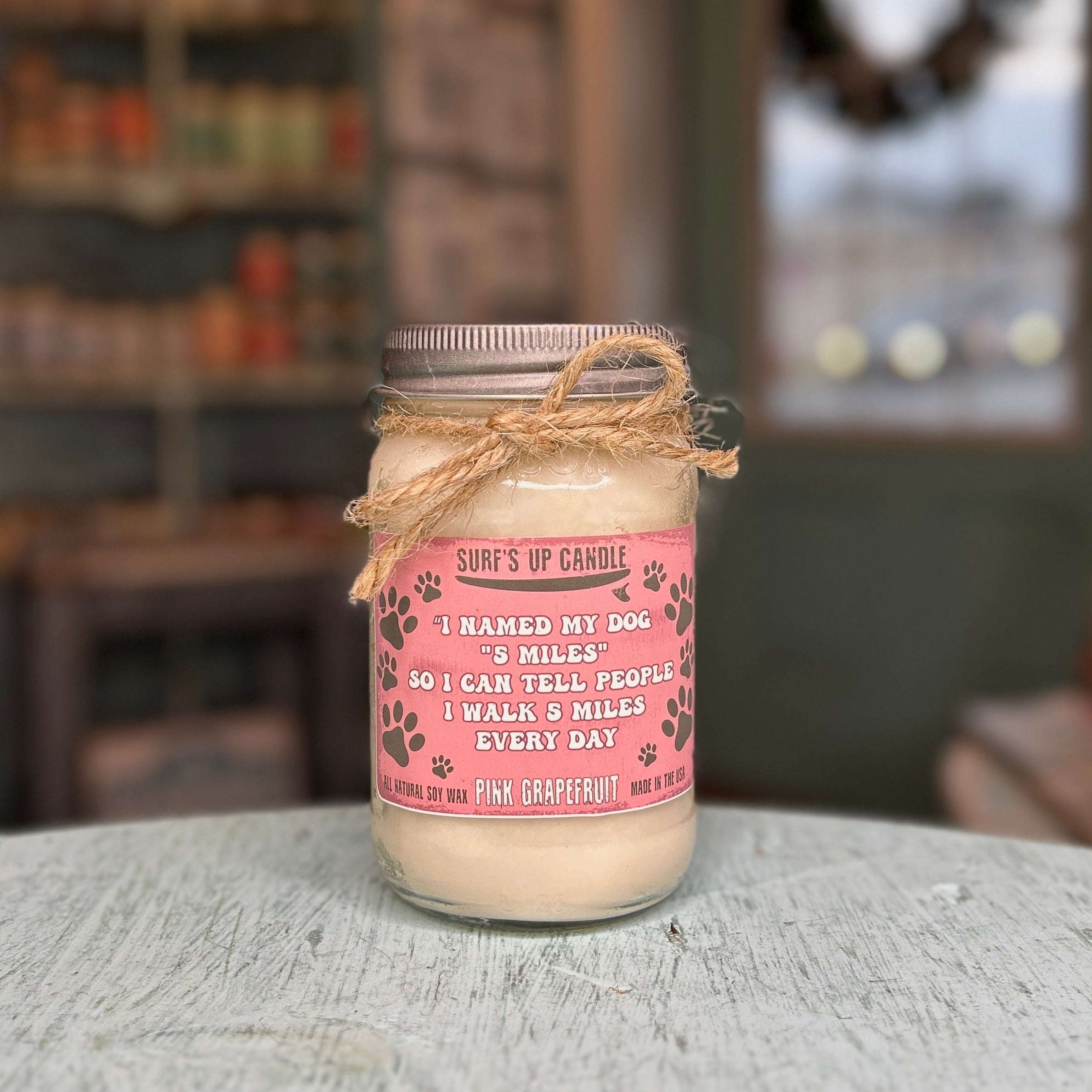 Miles Pink Grapefruit Mason Jar Candle - Paw-some Scents Collection