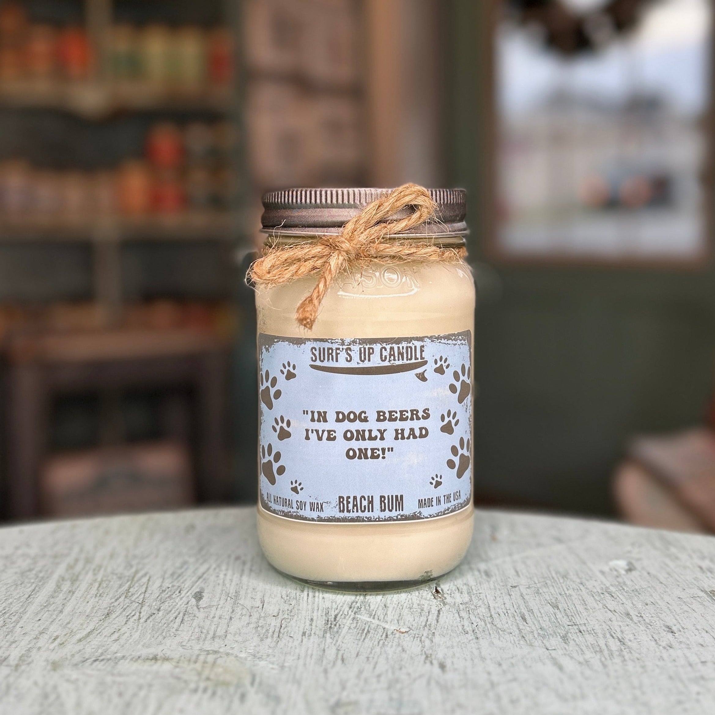 Dog Beers Beach Bum Mason Jar Candle - Paw-some Scents Collection
