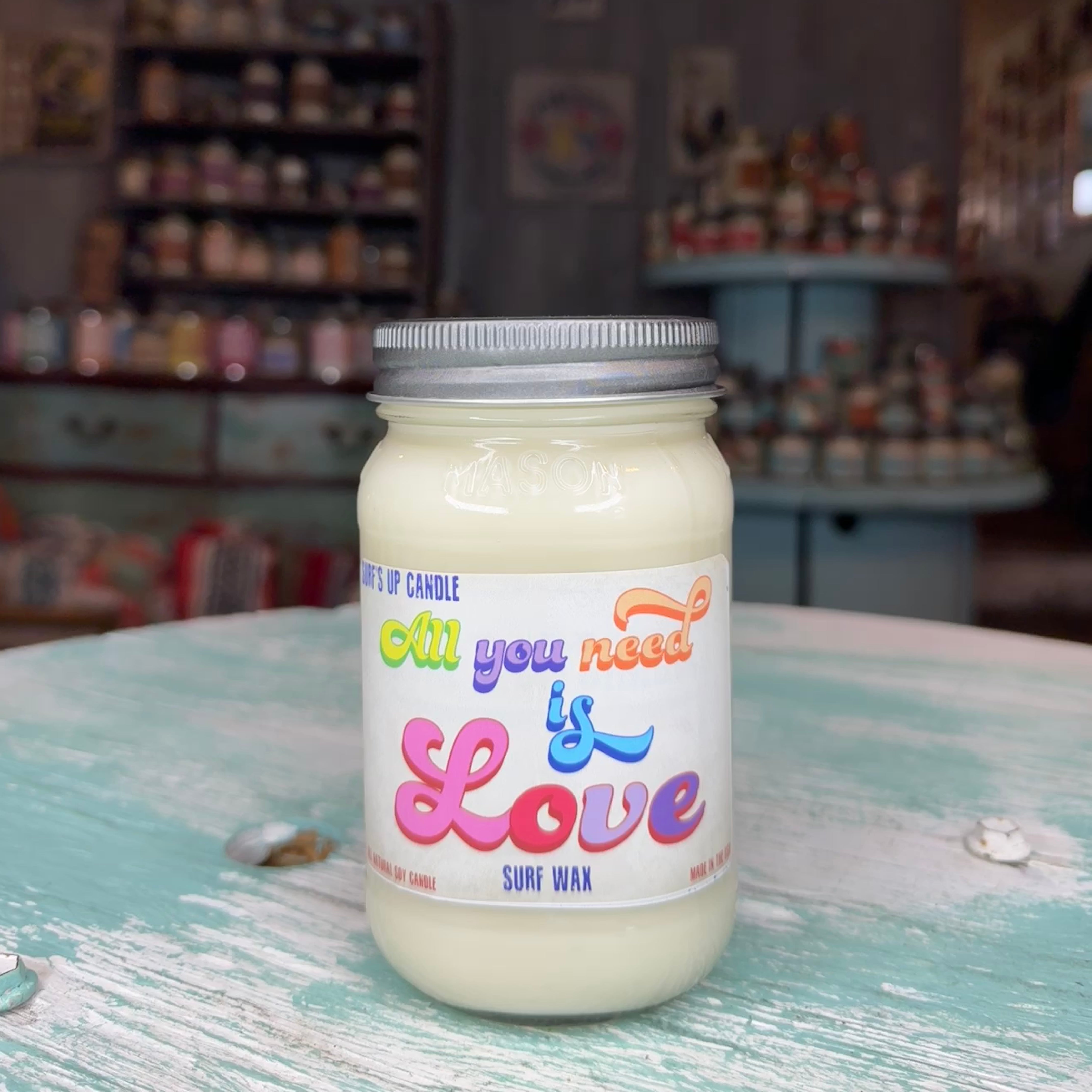All You Need is Love Surf Wax Mason Jar Candle - Vibe Collection 