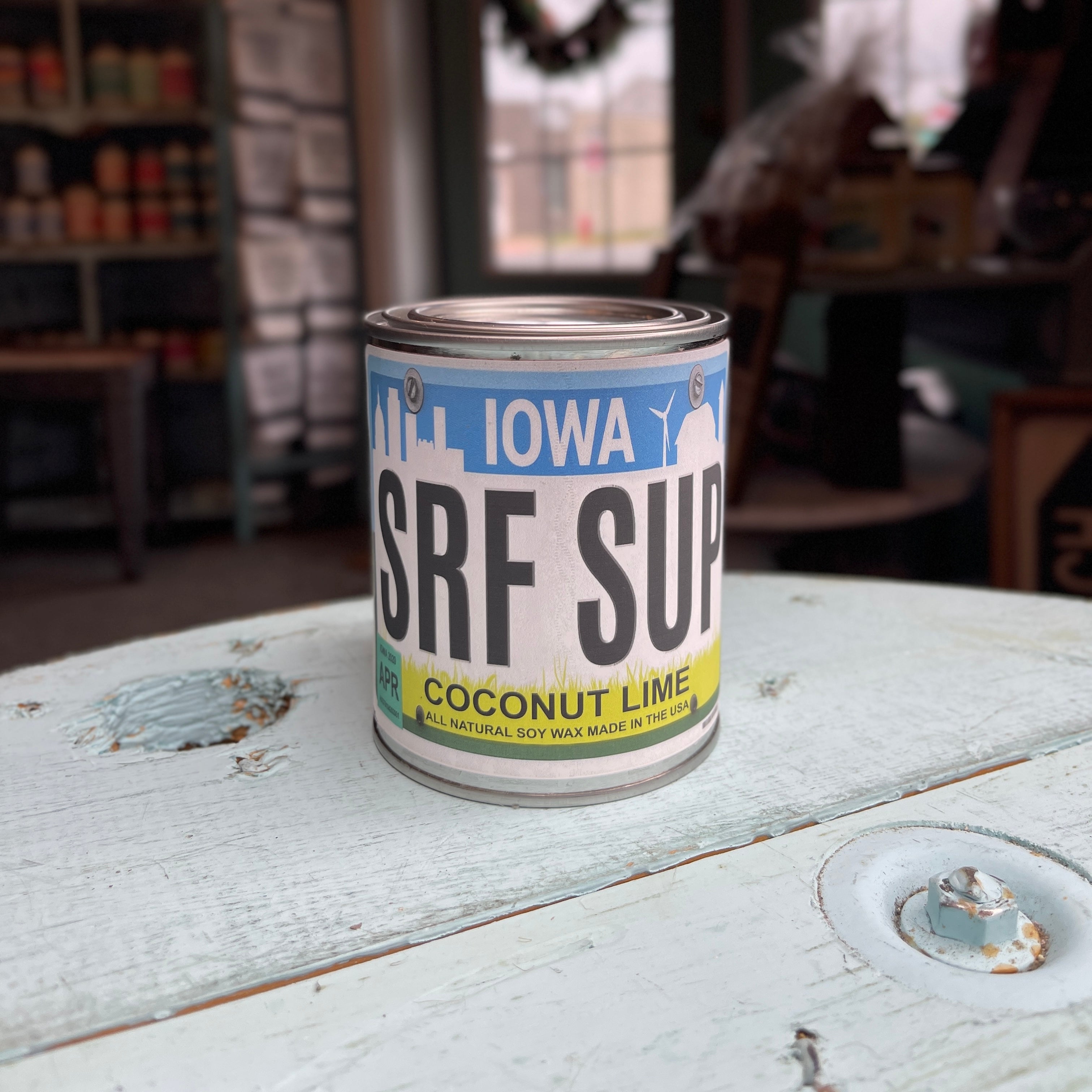 Iowa License Plate Coconut Lime Paint Can Candle