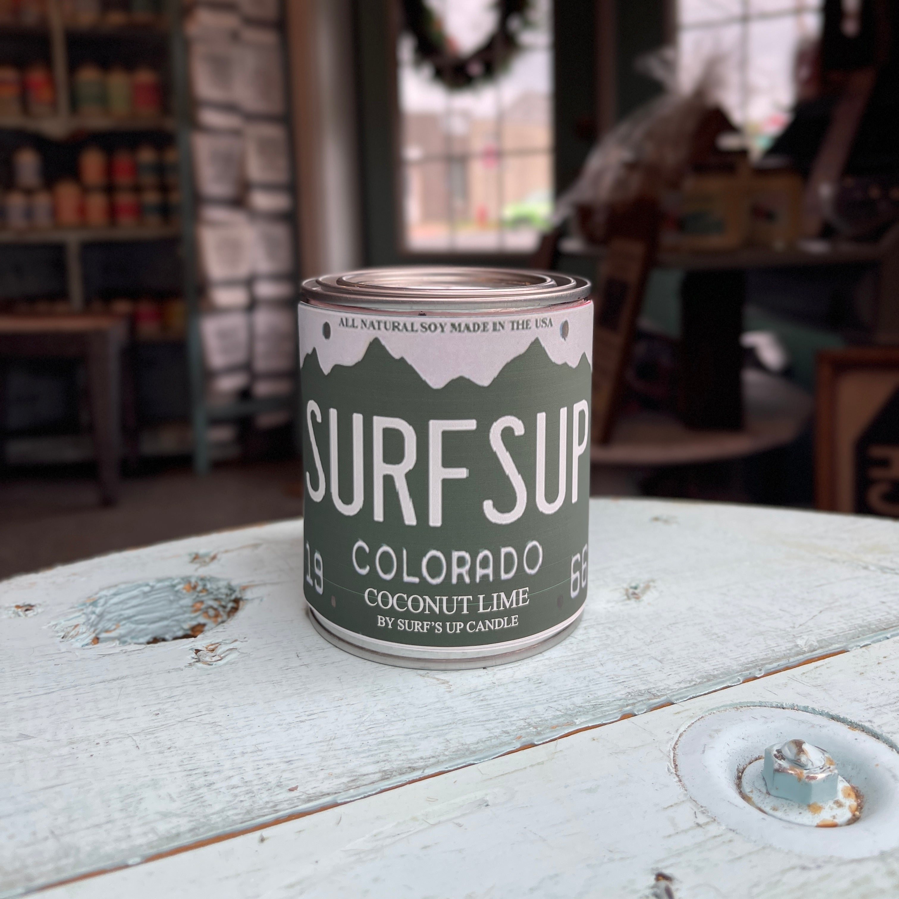 Colorado License Plate Coconut Lime Paint Can Candle