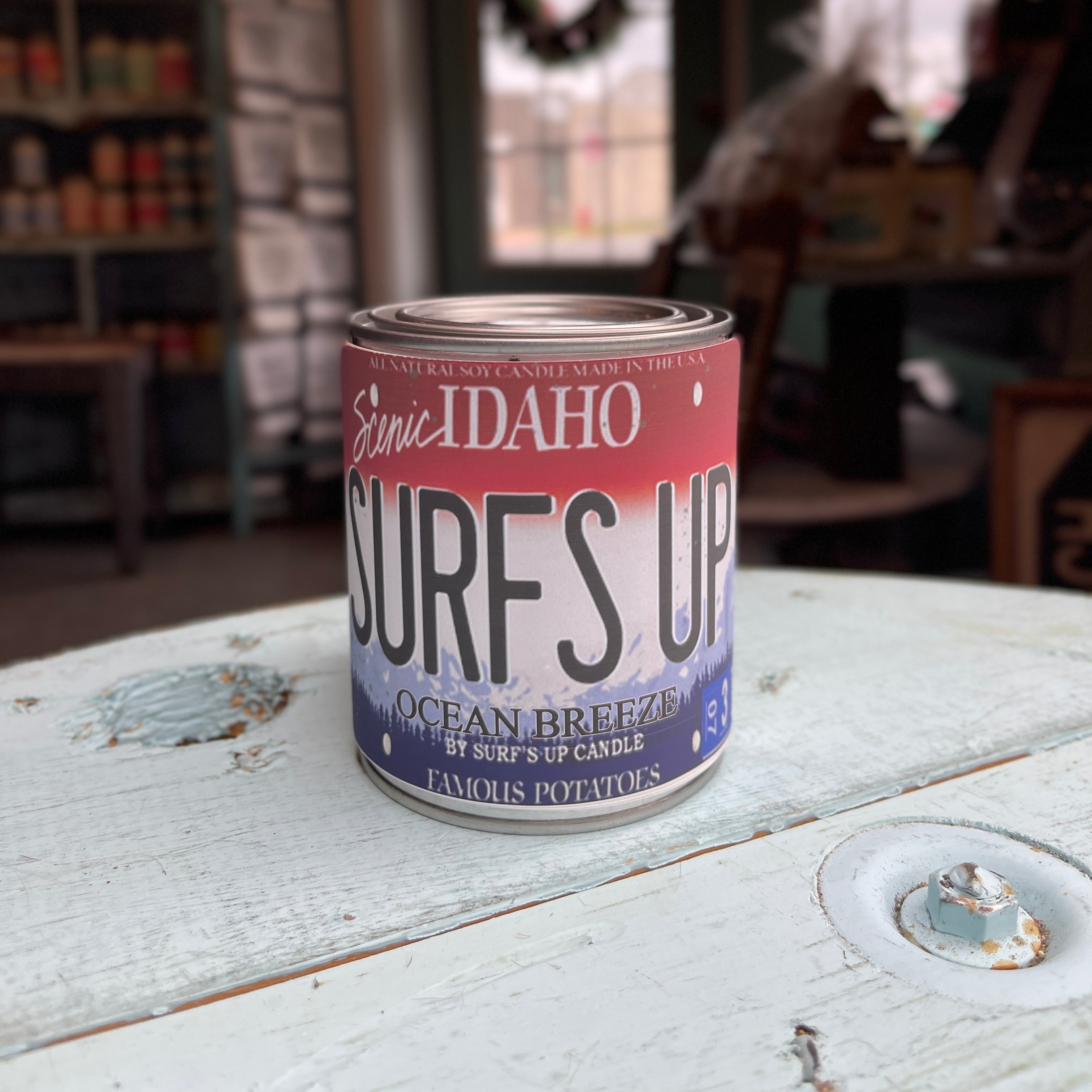 Idaho License Plate Ocean Breeze Paint Can Candle