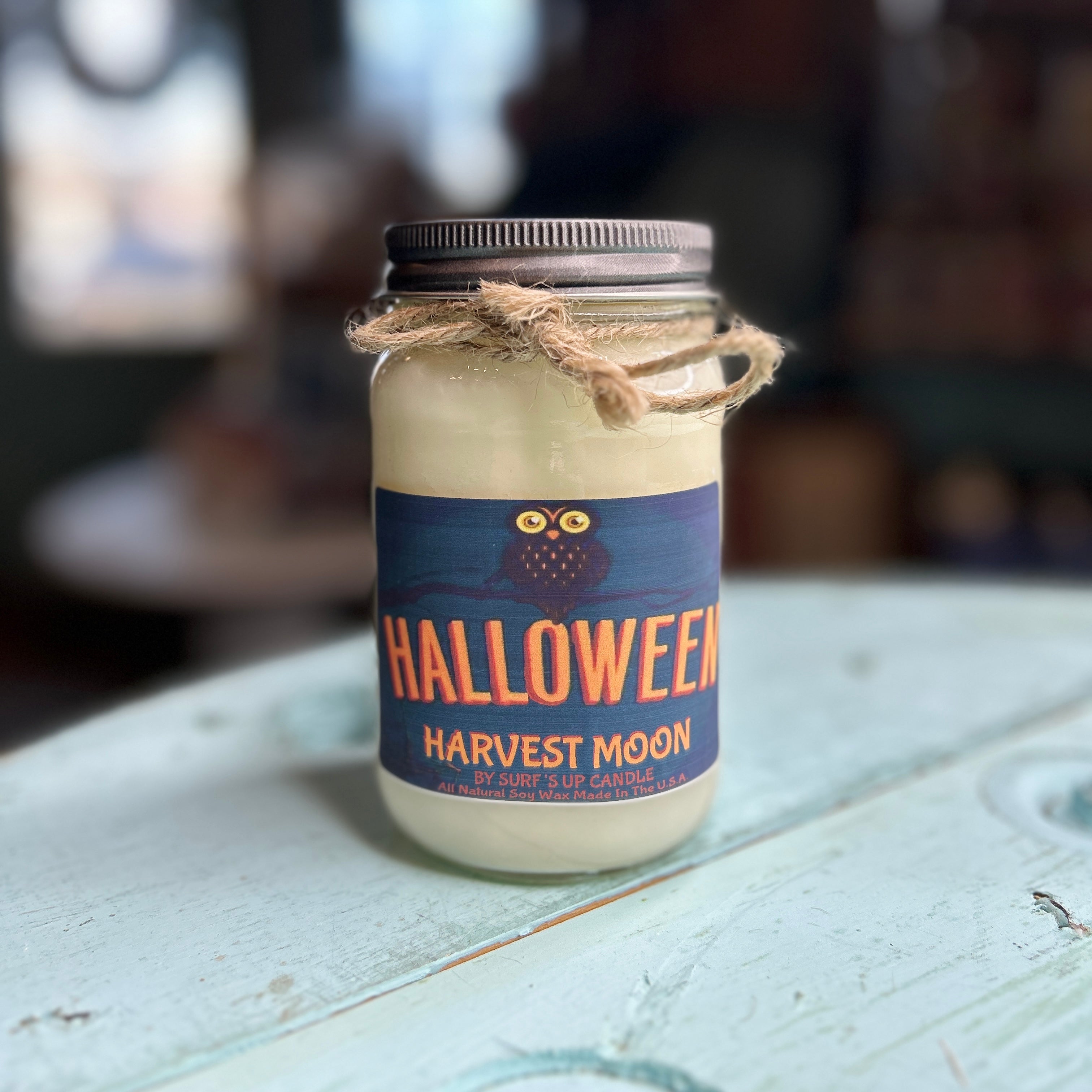 Owl Harvest Moon Mason Jar Candle - Halloween Collection