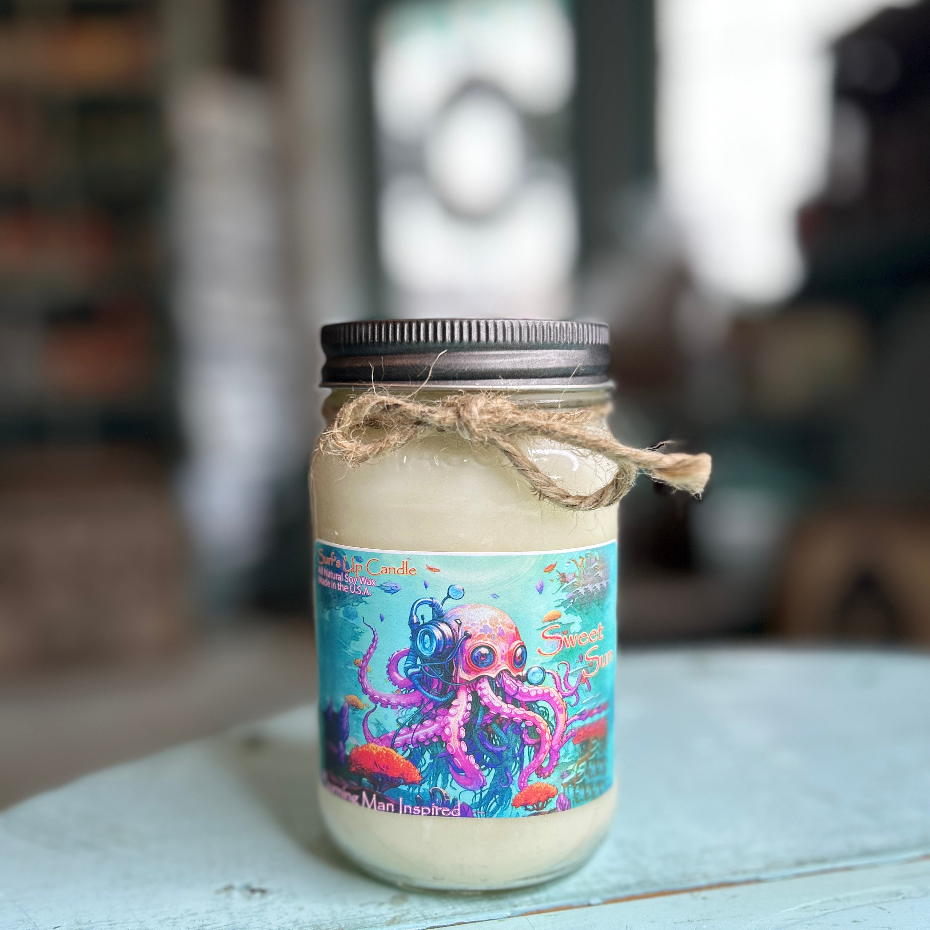 Octopus Sweet Sun Mason Jar Candle - Burning Man Inspired Collection