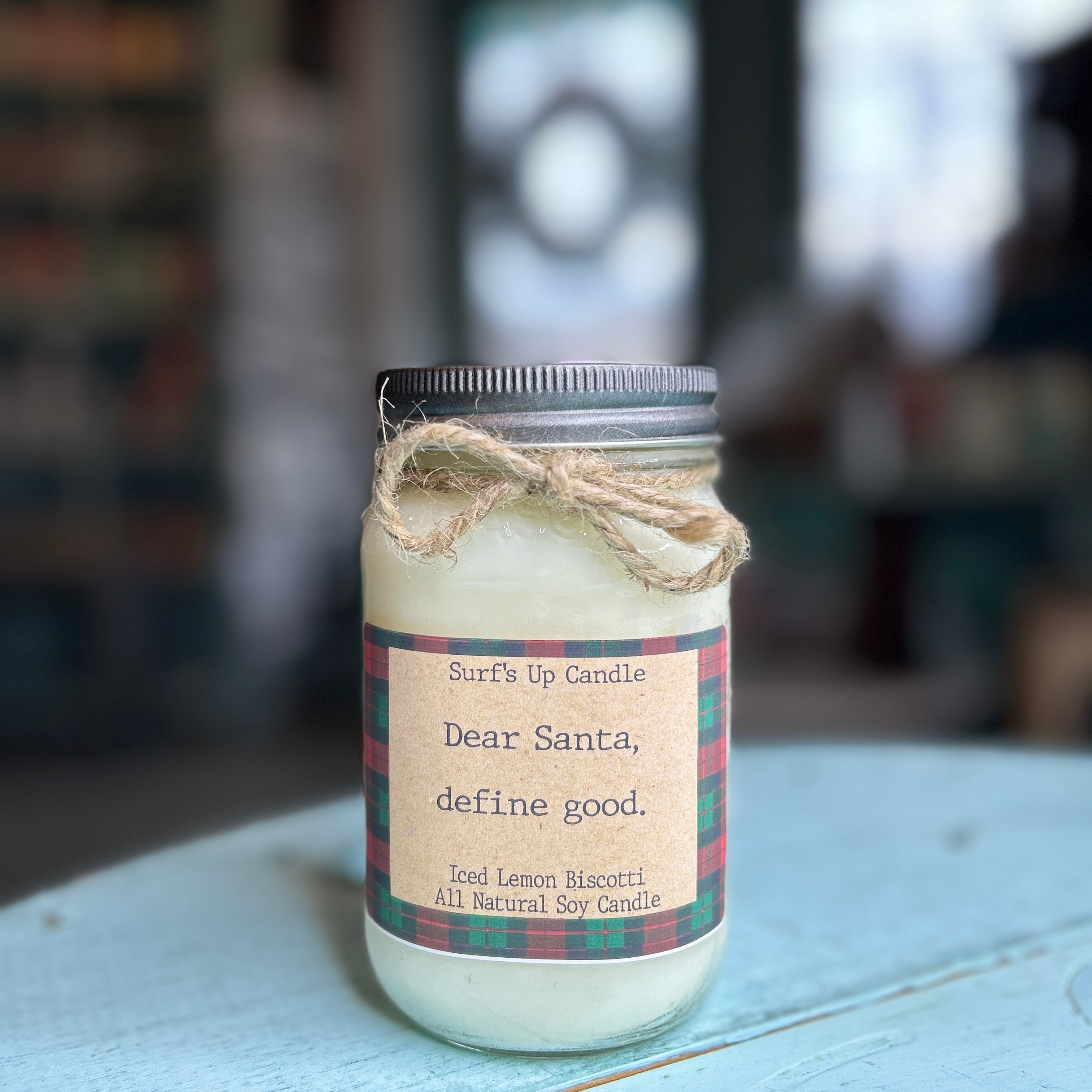 Santa's letter Iced Lemon Biscotti Mason Jar Candle - Christmas Collection
