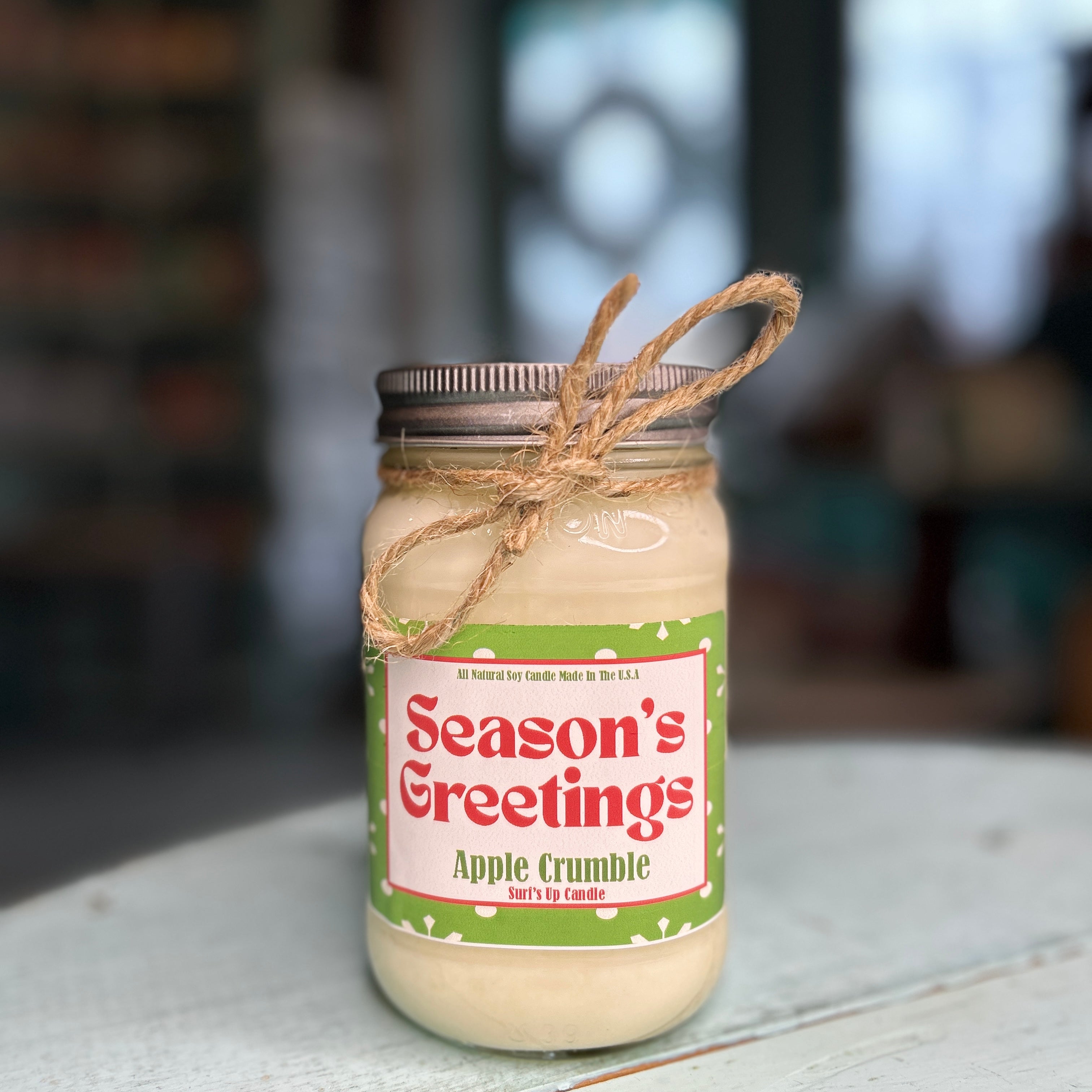 Season's Greetings Apple Crumble Mason Jar Candle - Christmas Collection