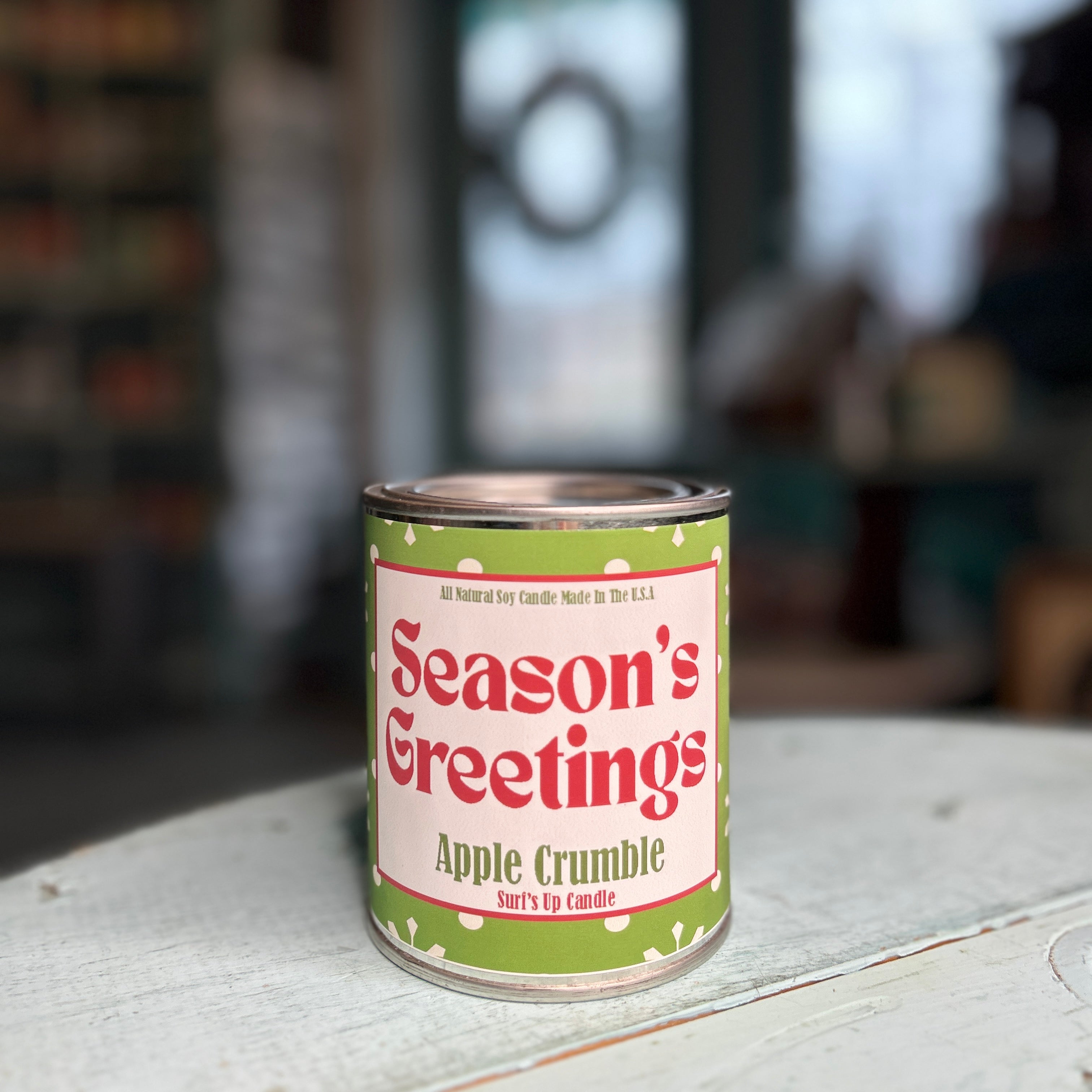 Season's Greetings Apple Crumble Paint Can Candle - Christmas Collection