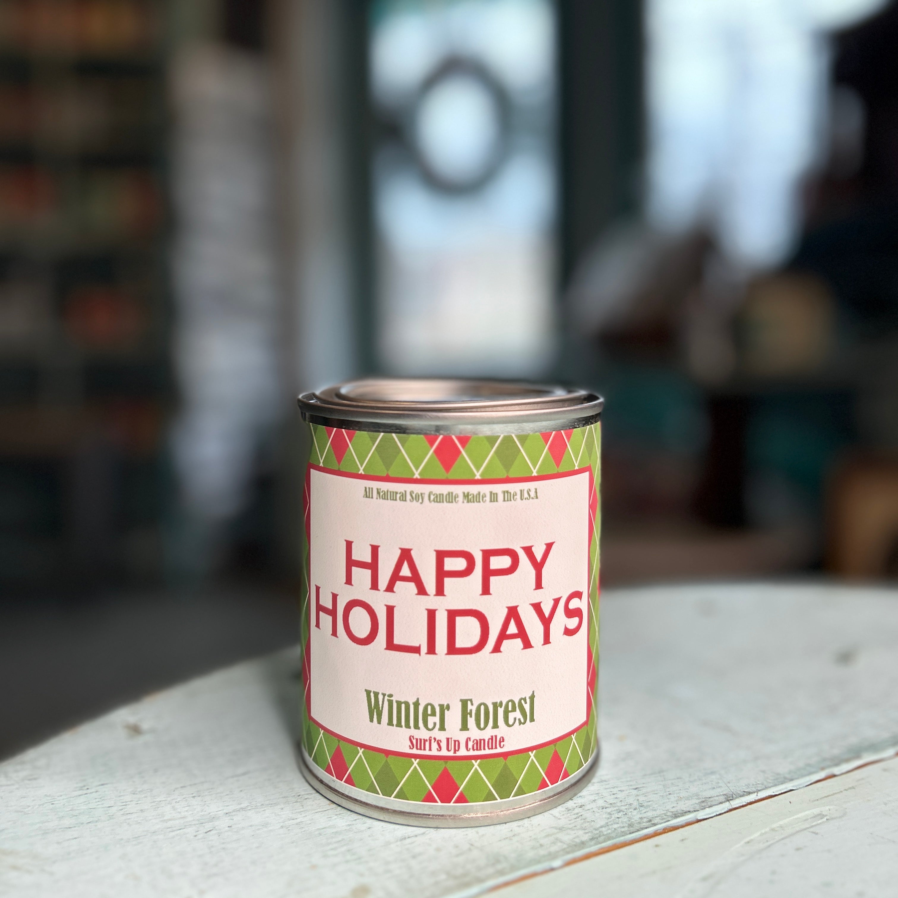 Happy Holidays Winter Forest Paint Can Candle - Christmas Collection
