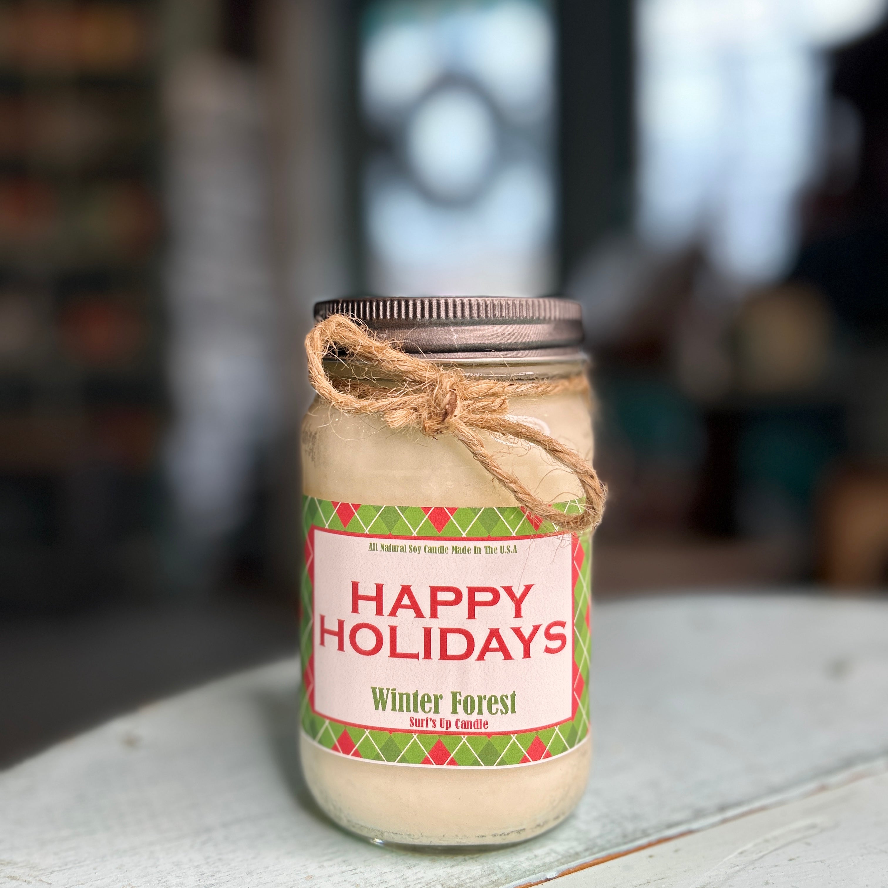 Happy Holidays Winter Forest Mason Jar Candle - Christmas Collection