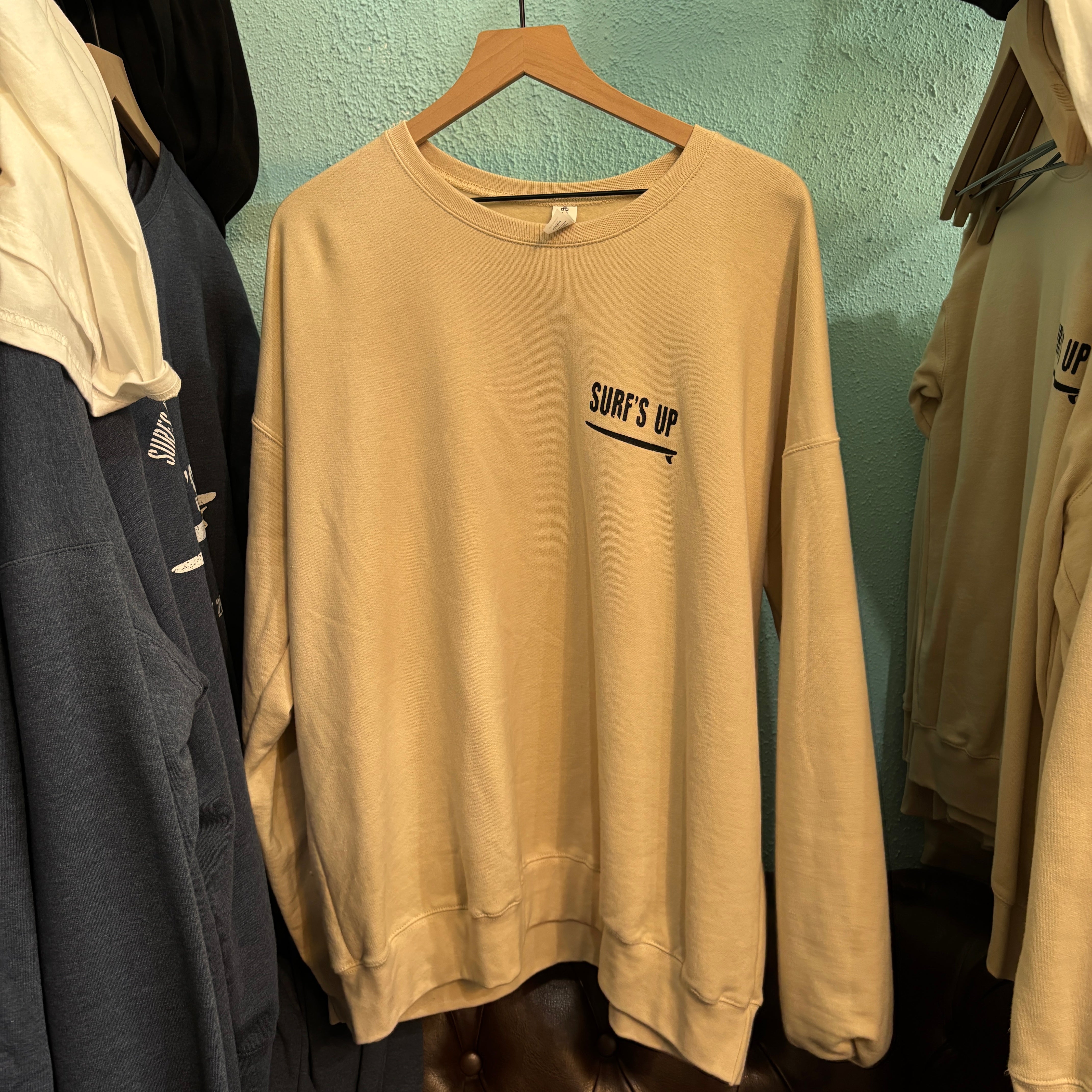 Beige Crew Neck - Surf's Up Coffe & Candle Co