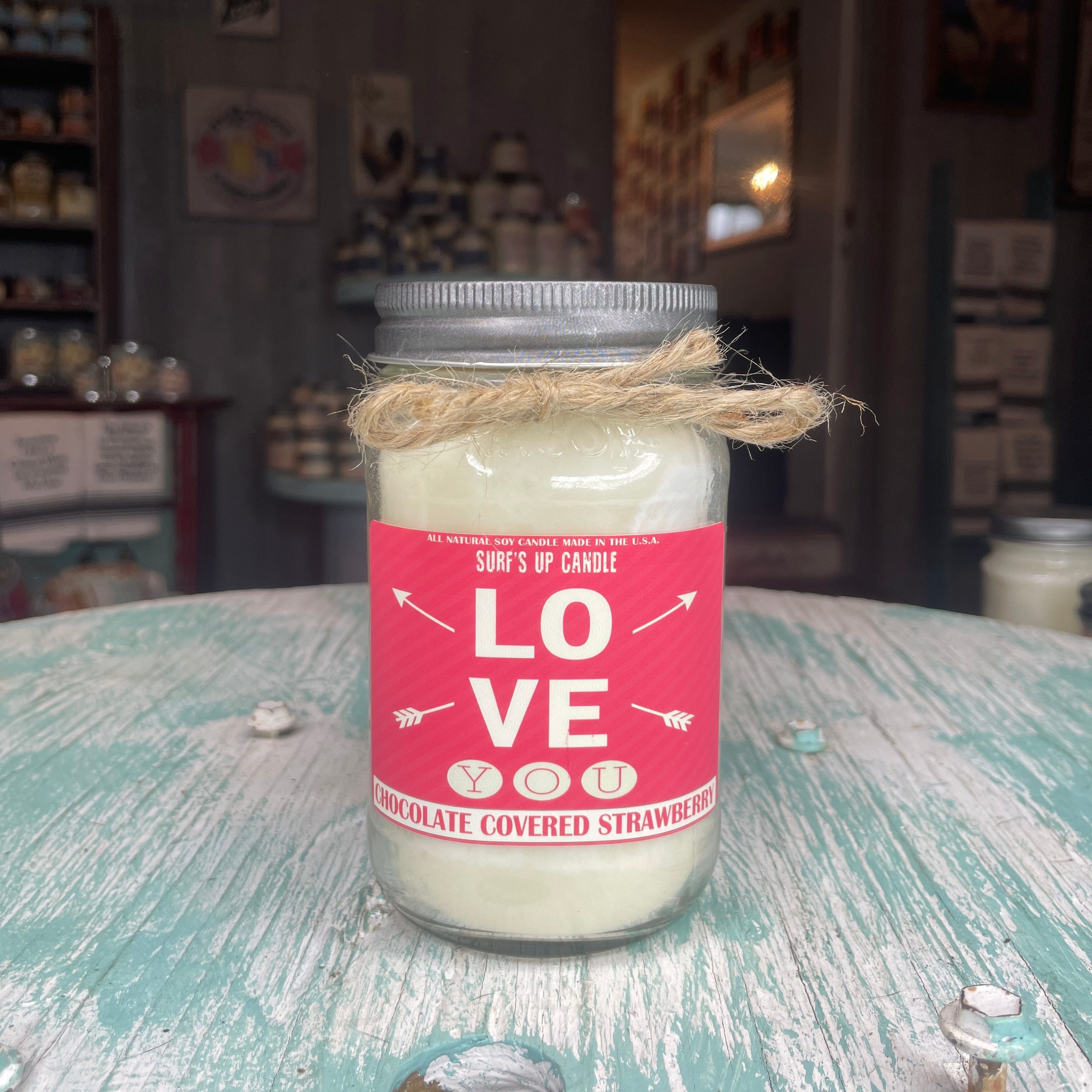 Sidewalk Sale 24 Covered Strawberry Mason Jar Candle - Valentine's Day Collection