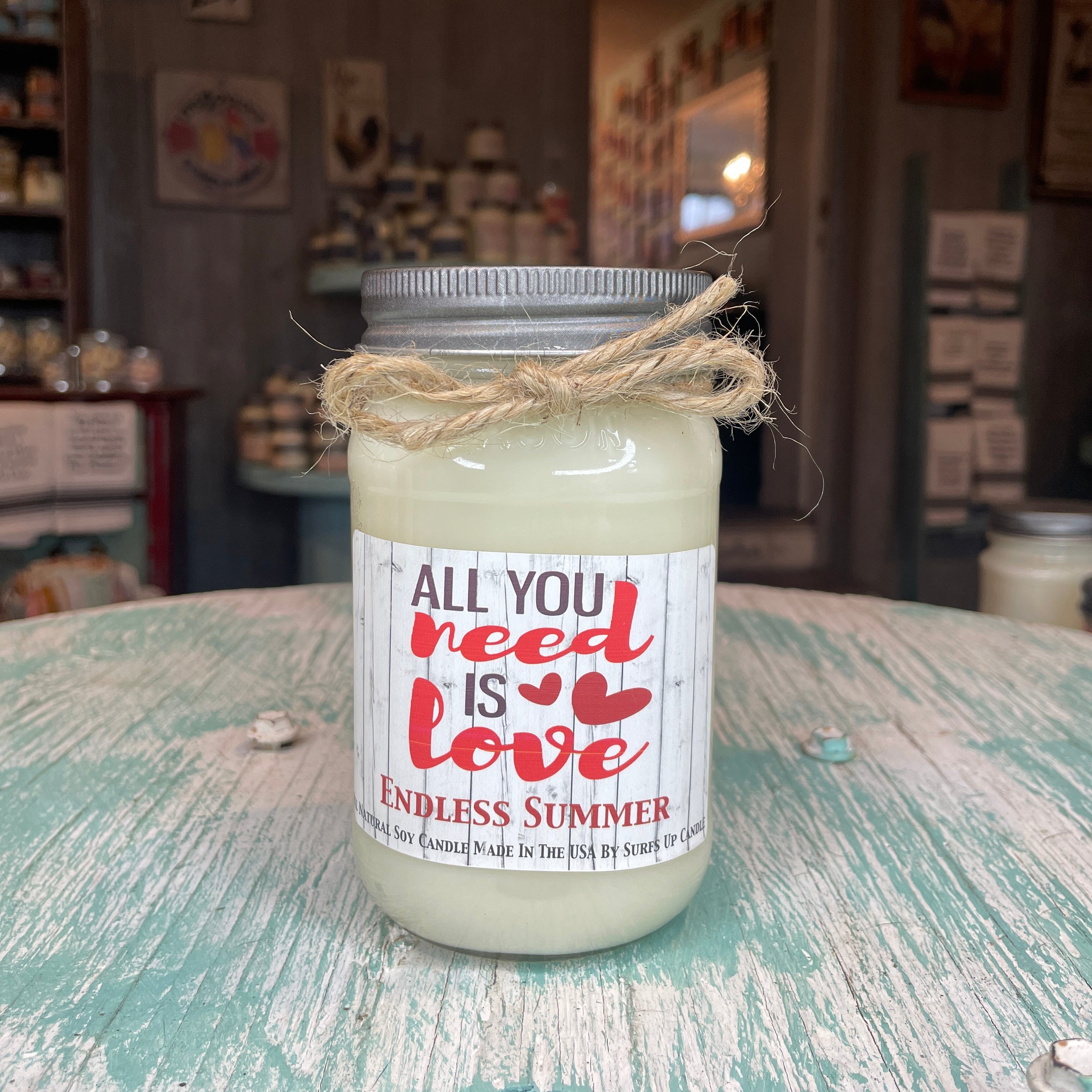 Side Walk Sale 24  Love Endless Summer Mason Jar Candle - Valentine's Day Collection