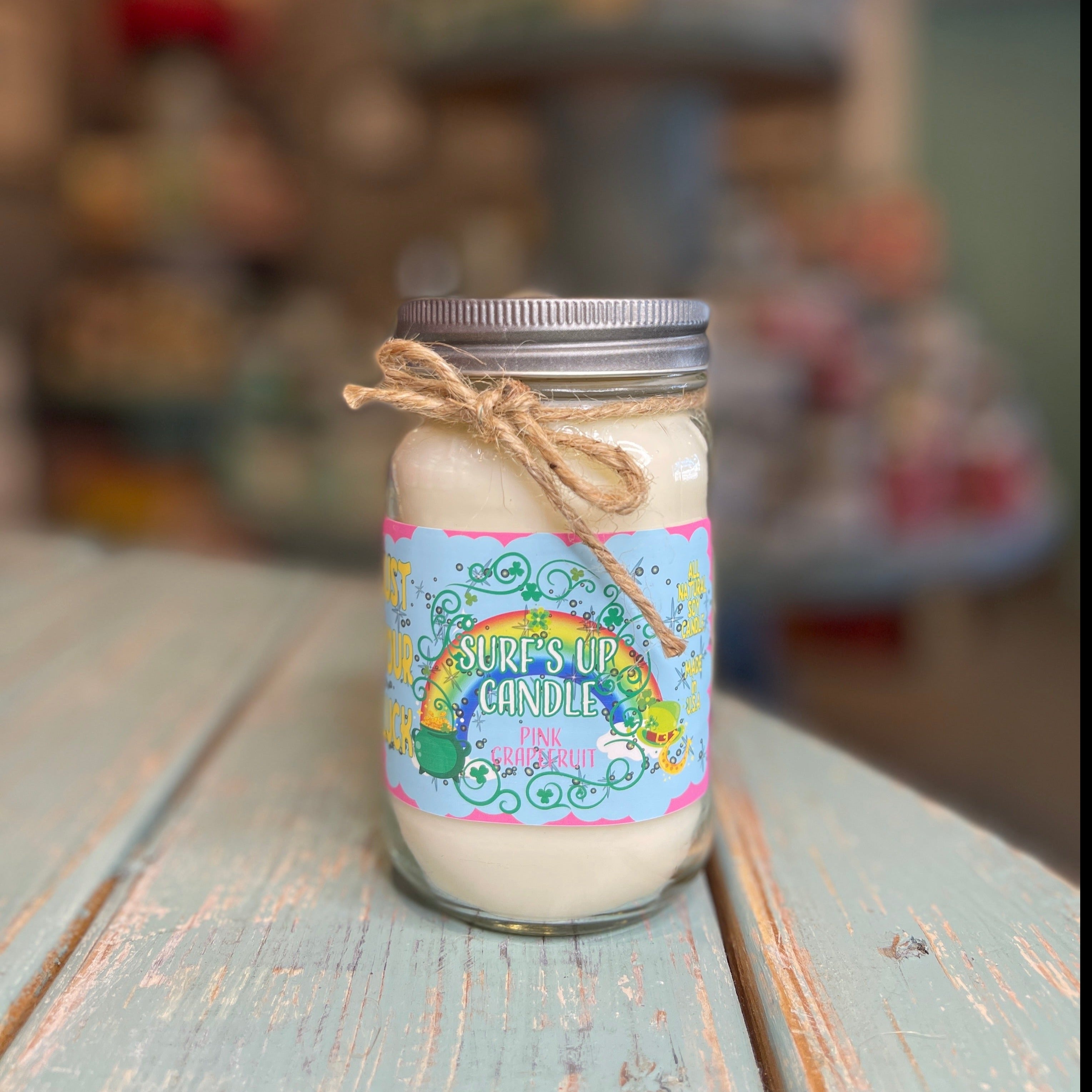 Sidewalk Sale Just your Luck Pink Grapefruit Mason Jar Candle - St. Patrick's Day Collection