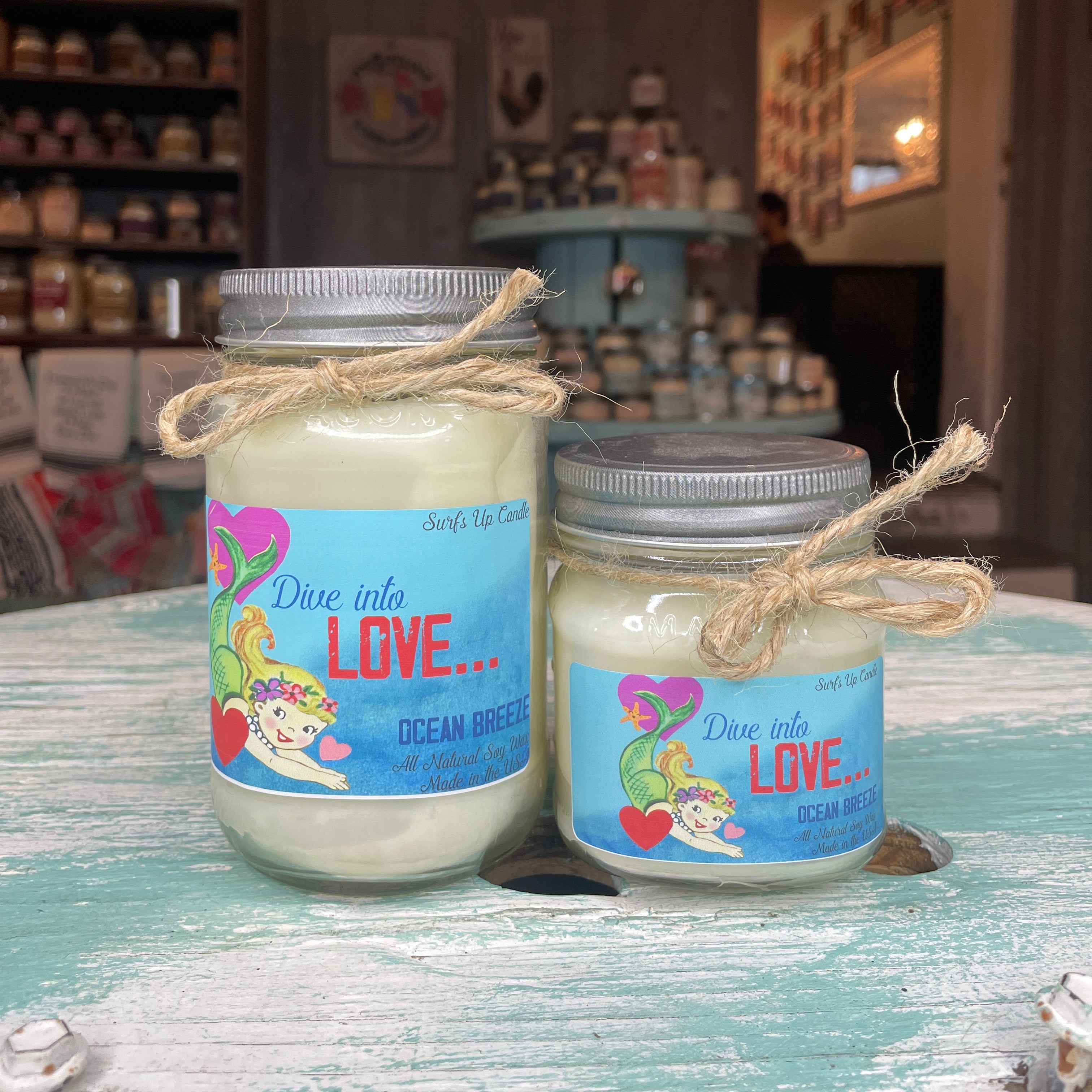 Sidewalk Sale 24 Dive into Love Ocean Breeze Mason Jar Candle - Valentine Collection