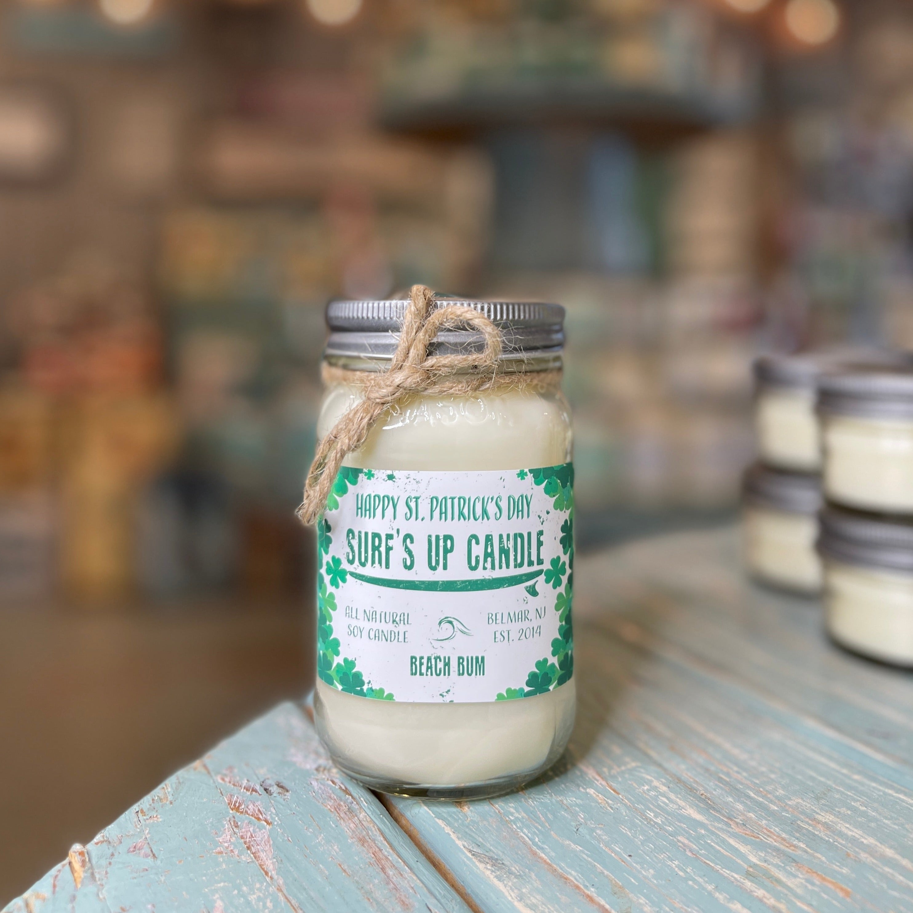 Let's Get Green Beach Bum Mason Jar Candle - St. Patrick's Day Collection
