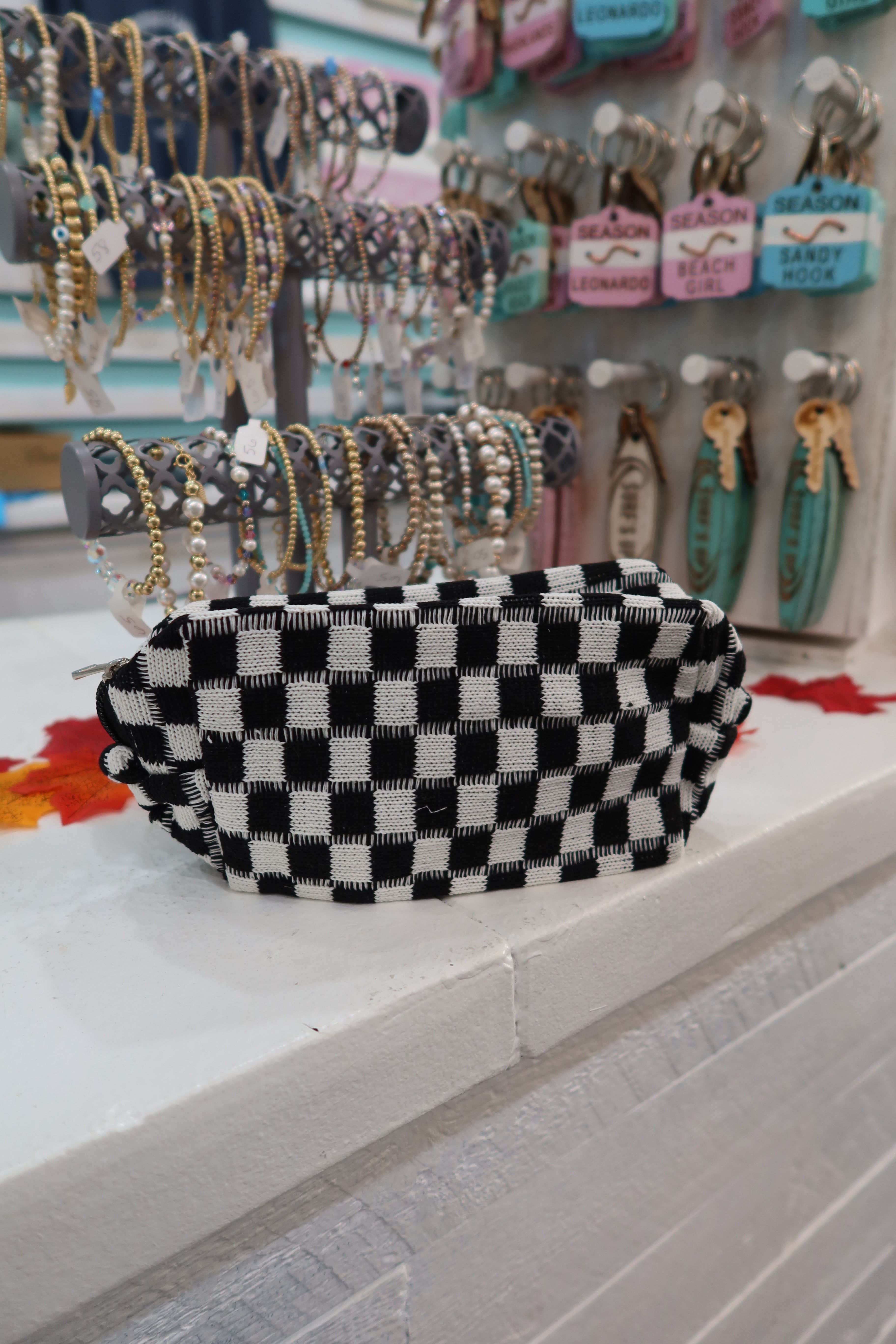 Small Checkered Toiletry Bag