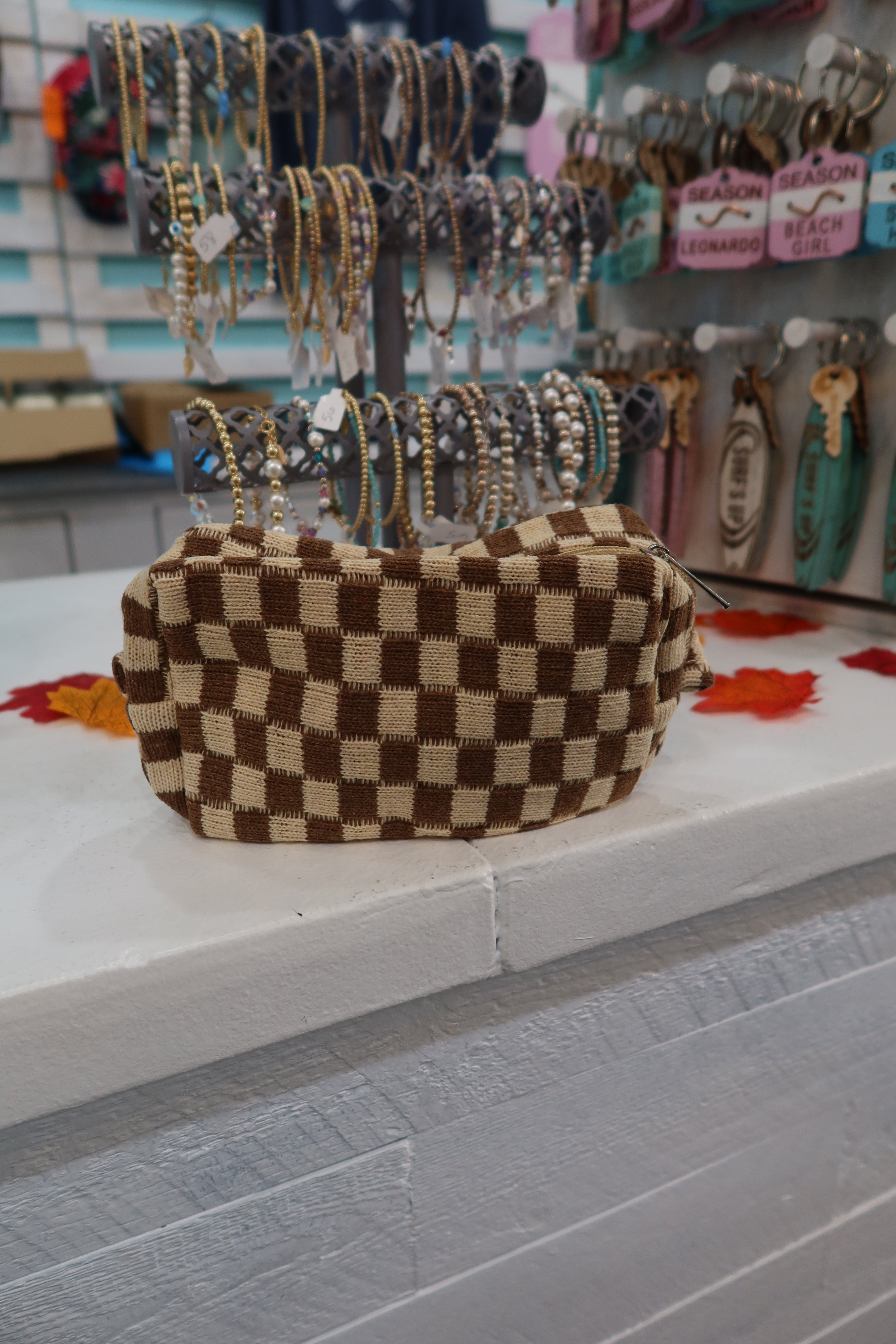 Small Checkered Toiletry Bag