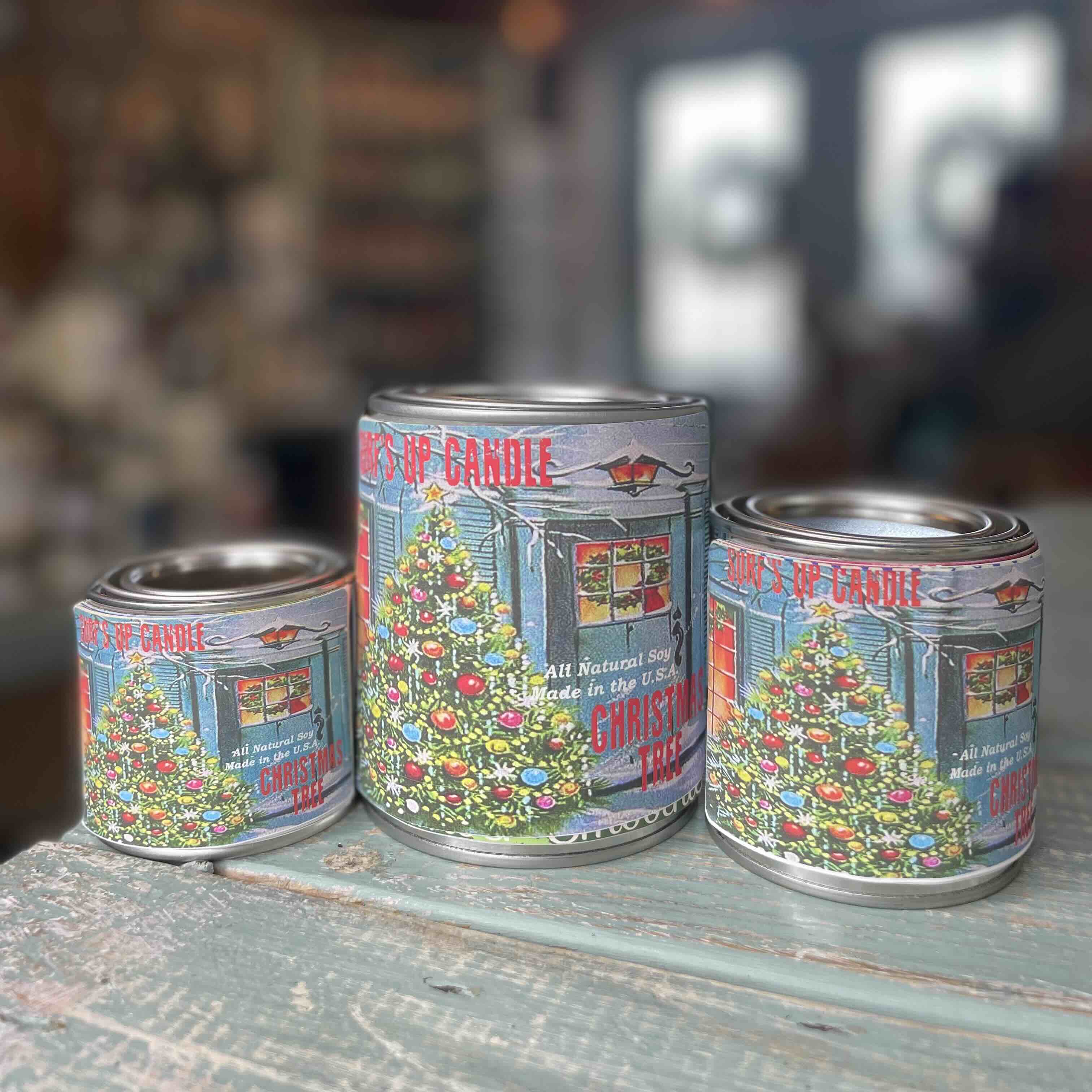 Side Walk Sale 24 Christmas Tree Paint Can Candle - Vintage Collection