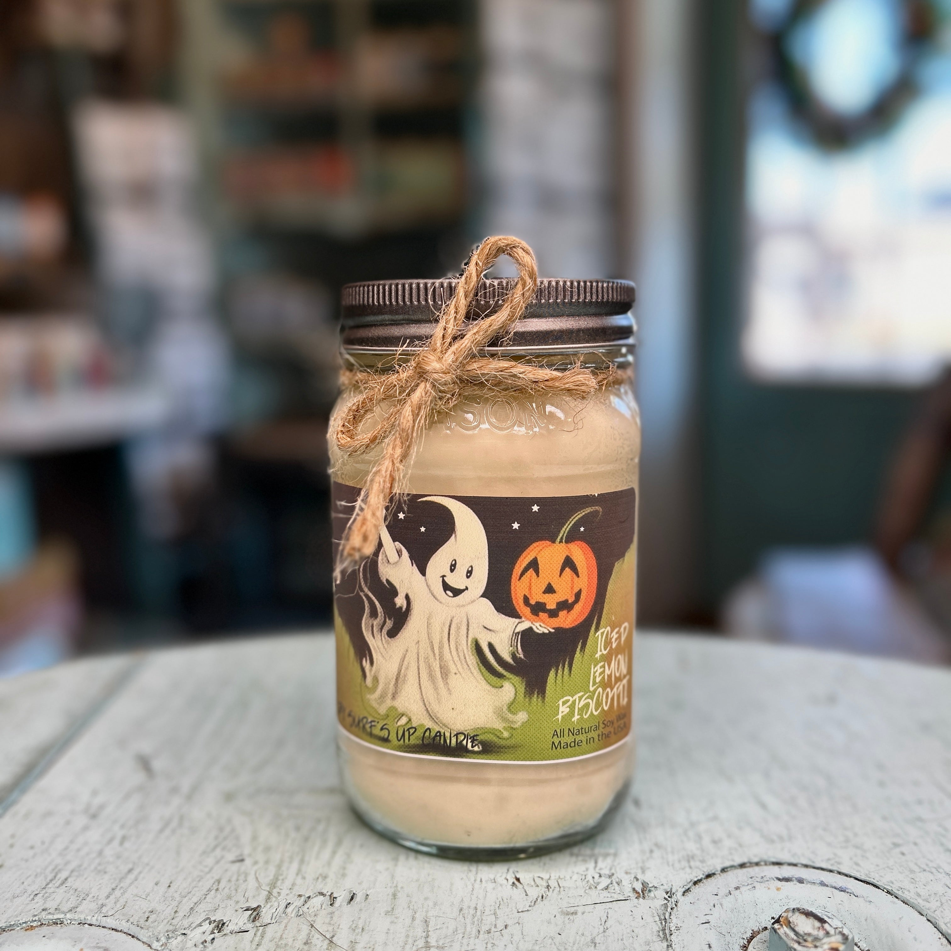 Ghosts n' Stuff Iced Lemon Biscotti Mason Jar Candle - Halloween Collection