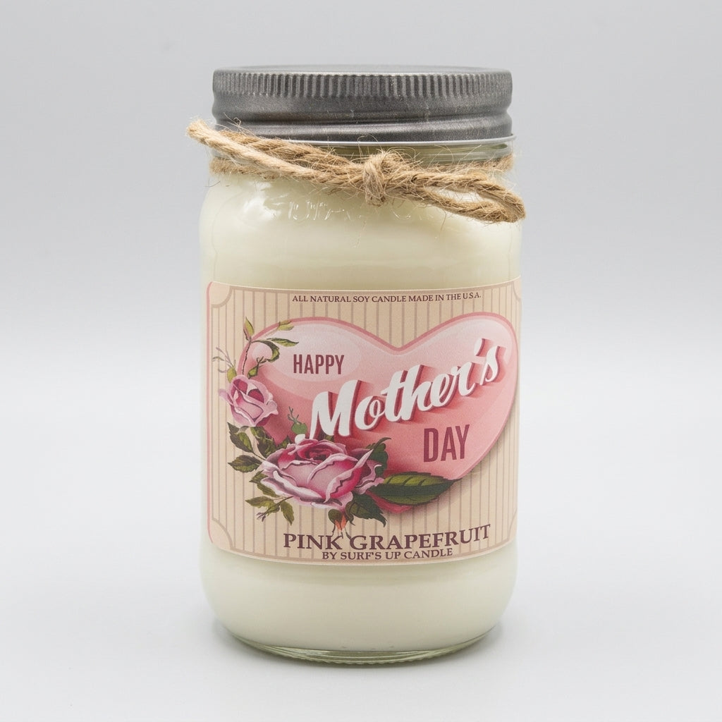 Hearts Pink Grapefruit Mason Jar Candle - Mother's Day Collection