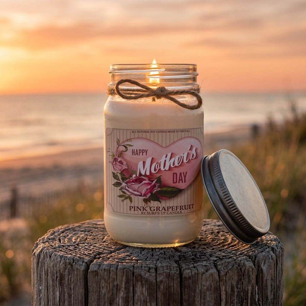 Hearts Pink Grapefruit Mason Jar Candle - Mother's Day Collection