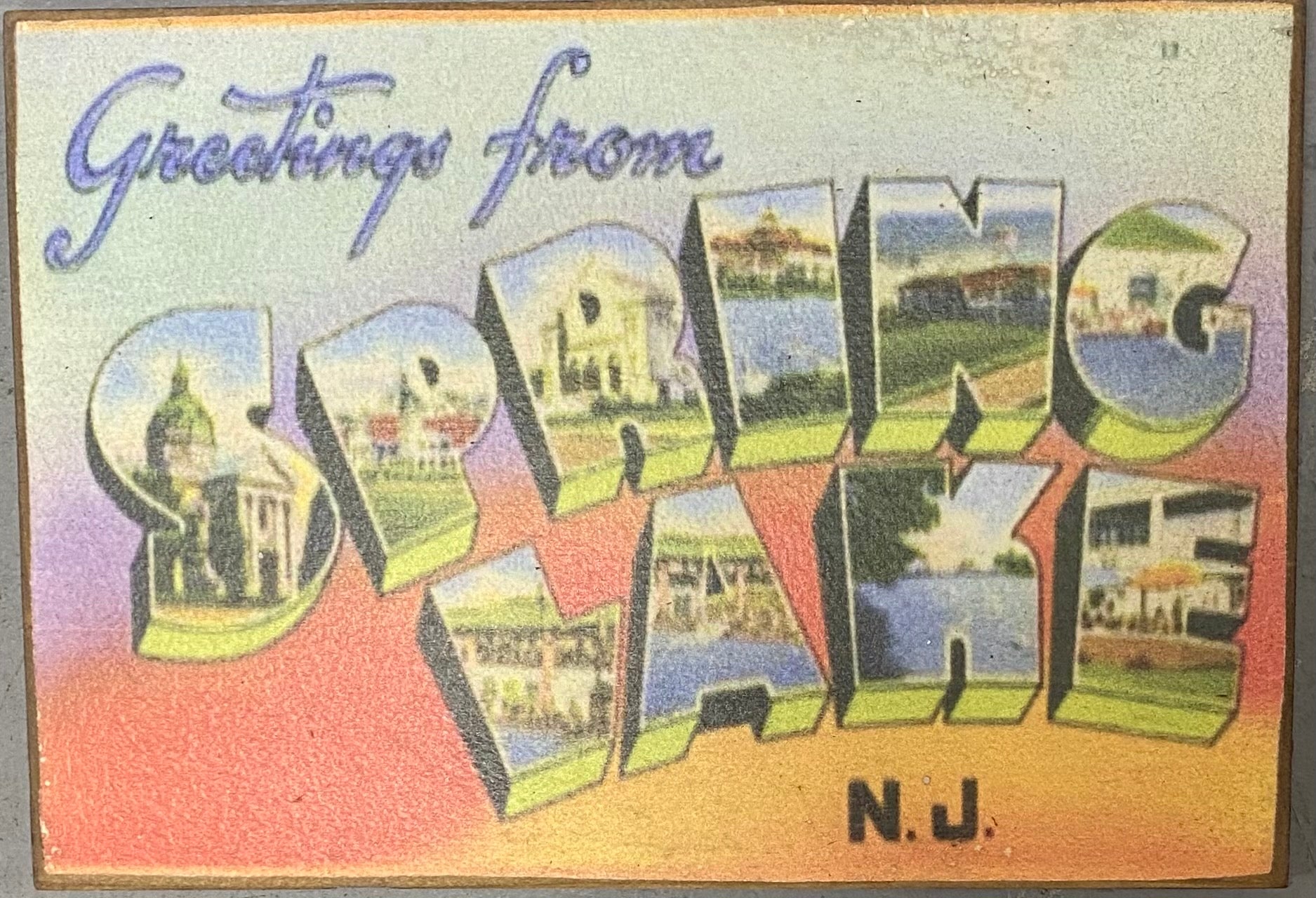 Medium Spring Lake Greetings Vintage Sign