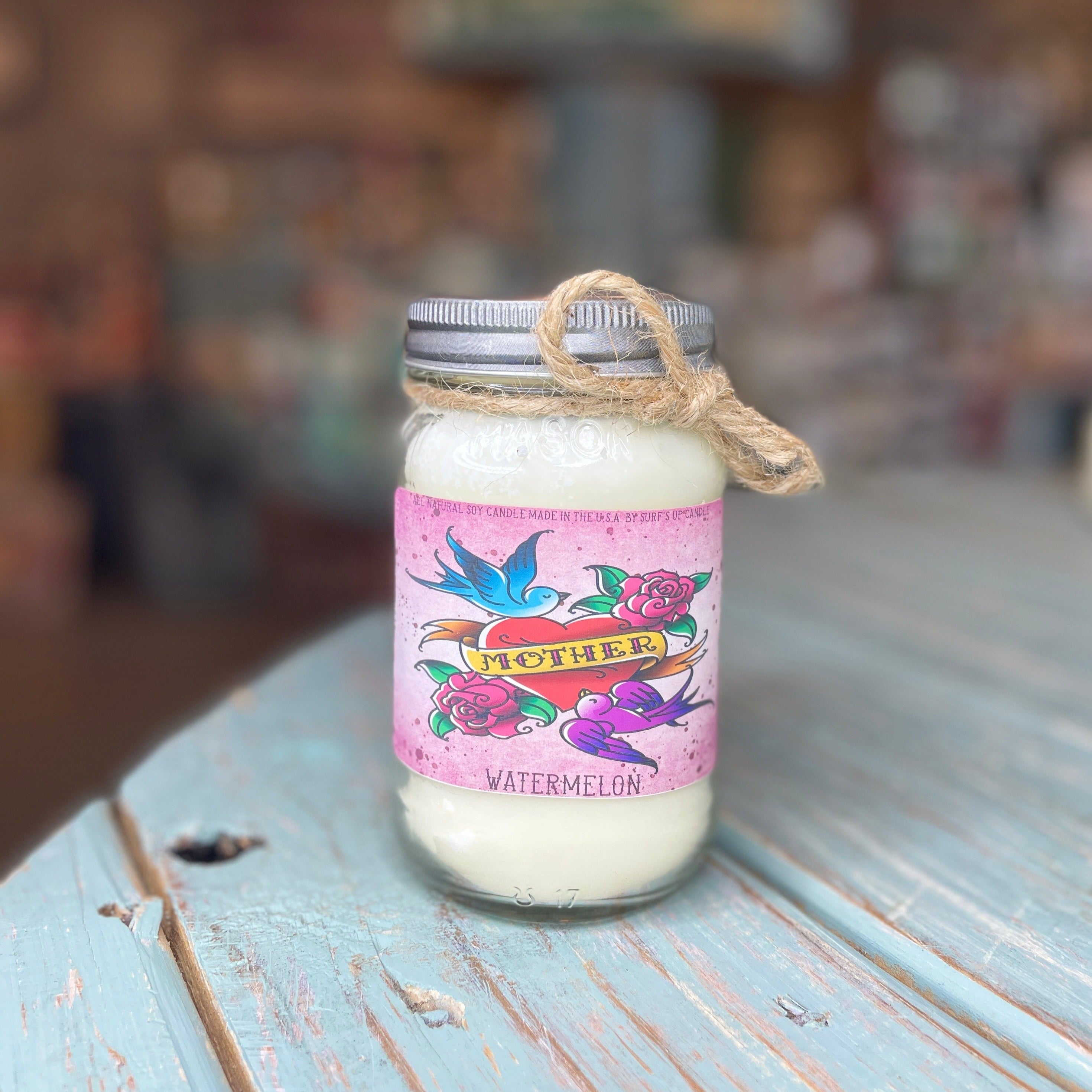 Watermelon Tattoo Inspired Mason Jar Candle - Mother's Day Collection