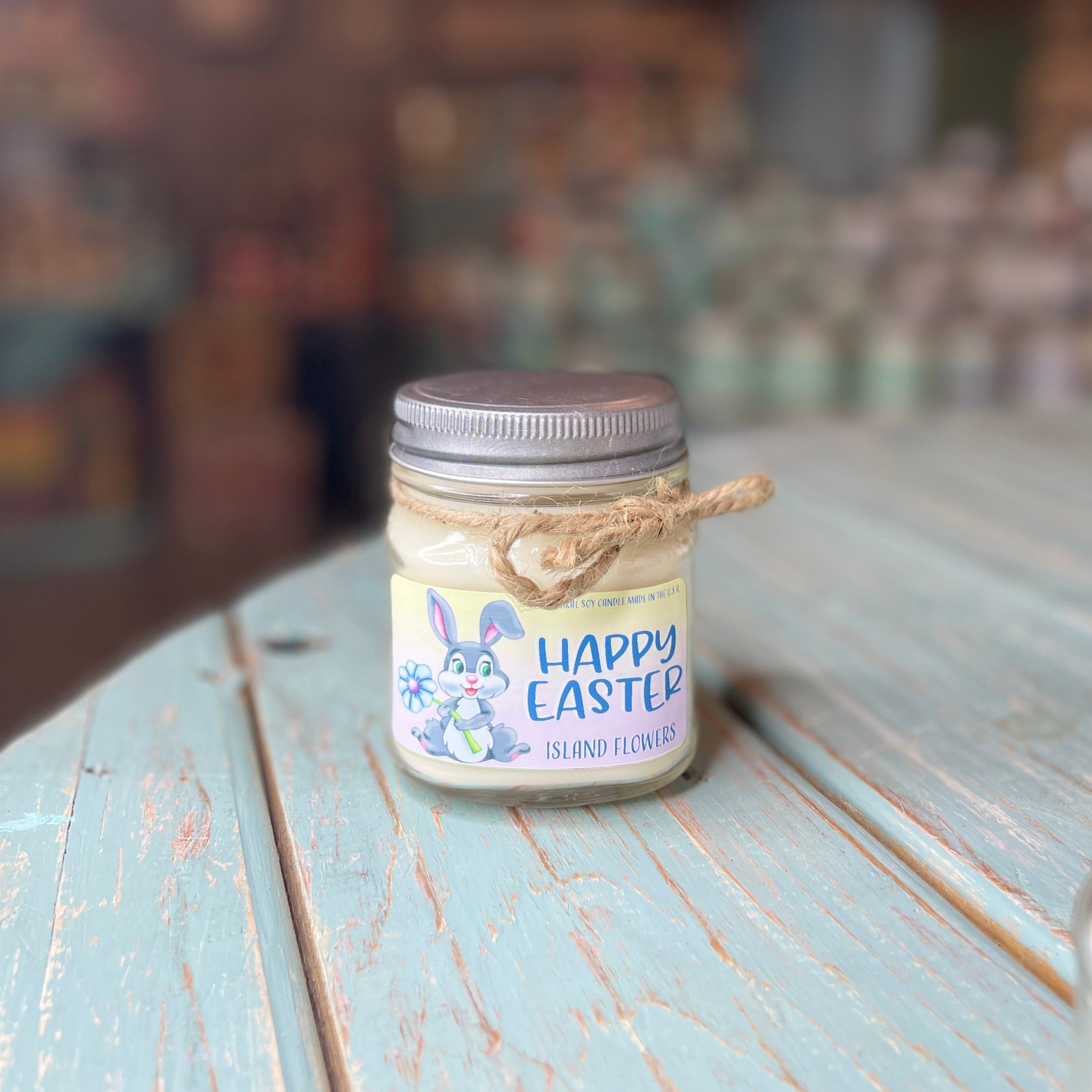 Happy Easter Island Flowers Mason Jar Candle - Easter Collection